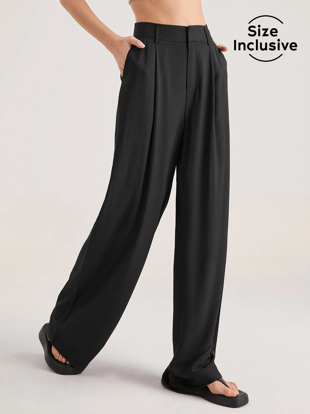 Oversized High Waisted Pleat Front Trousers - Takermore