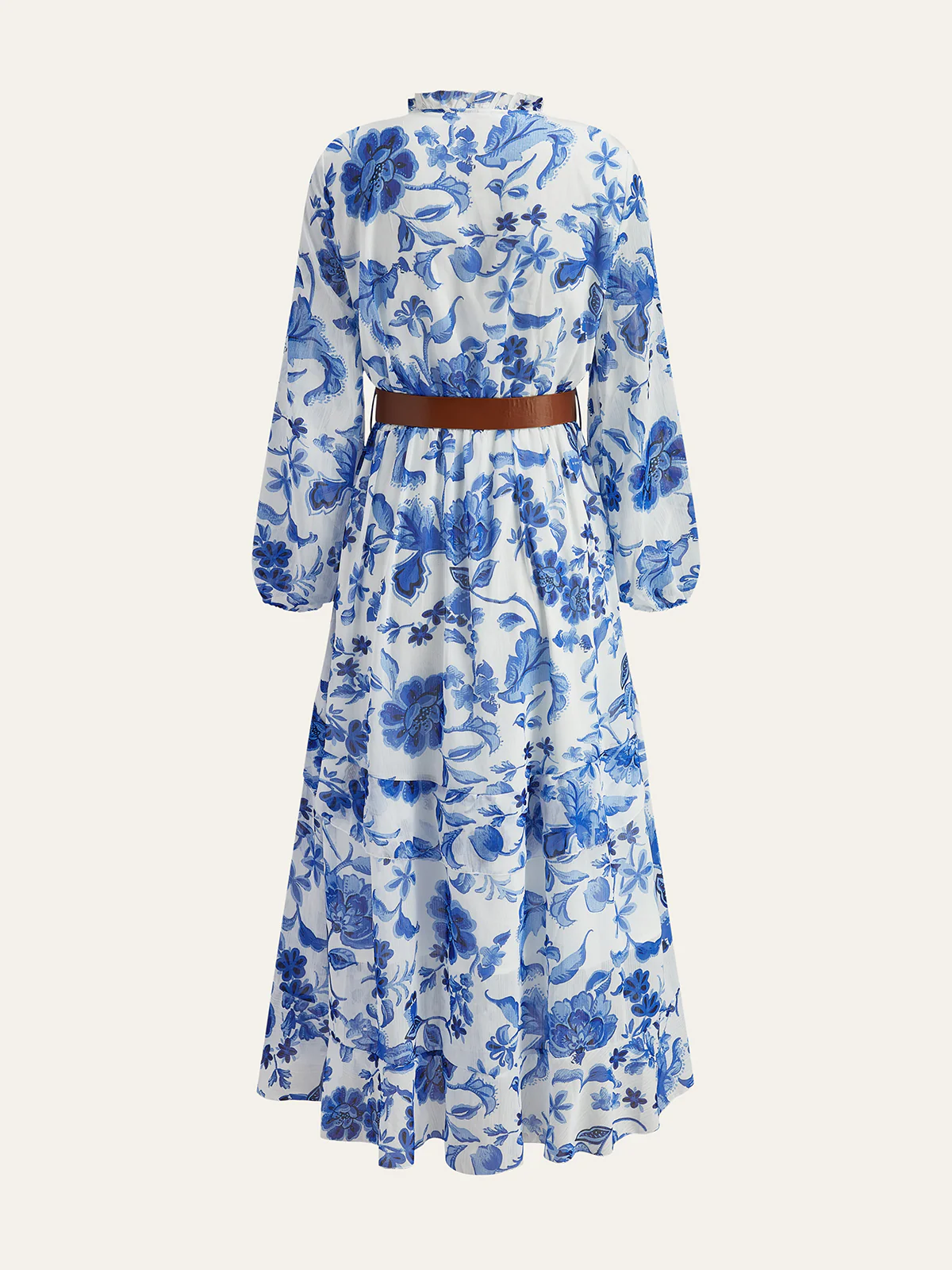 Belted Ruffled Floral Print Maxi Dress - Takermore