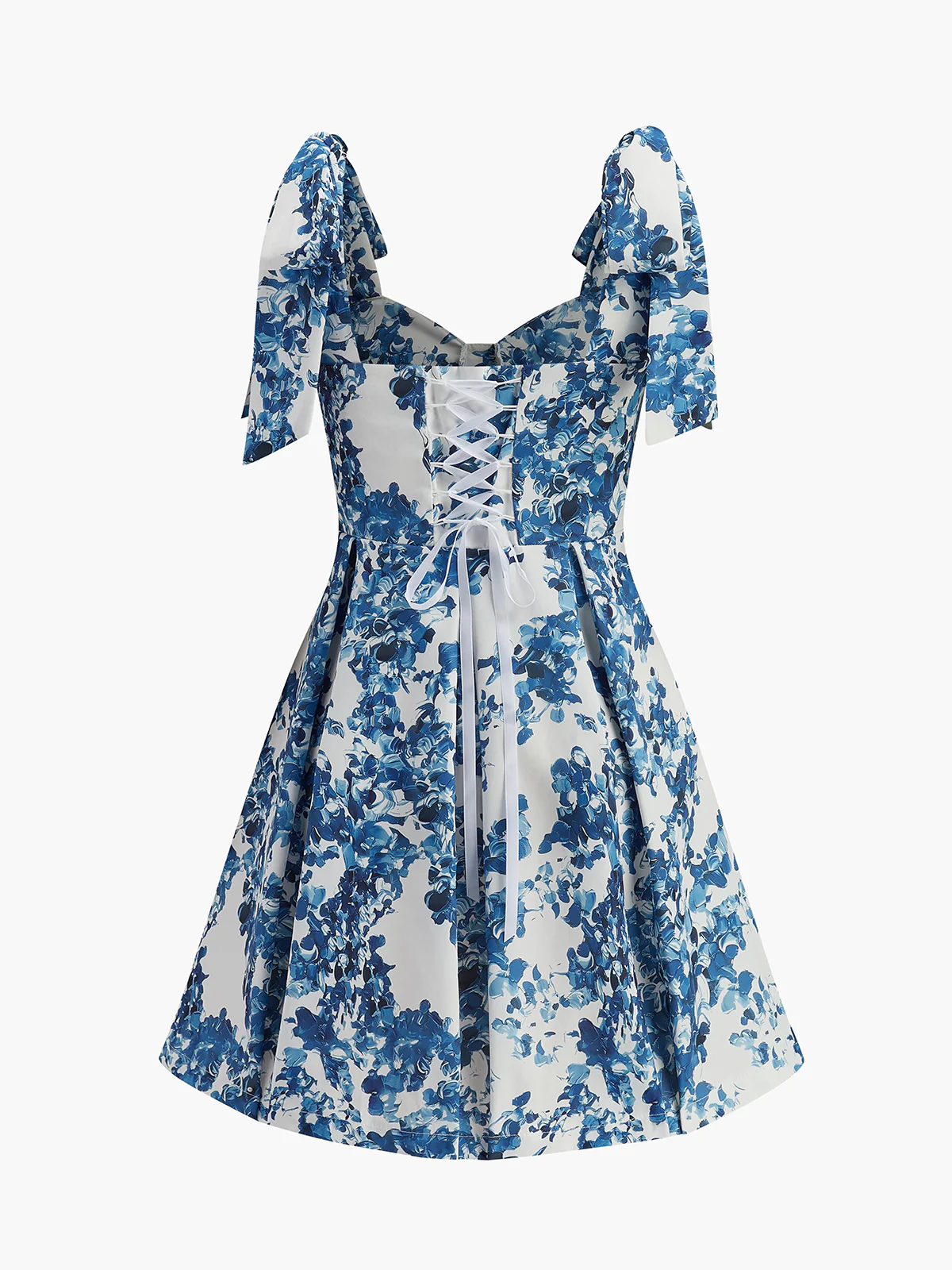 Floral Print Tie-Strap Sweetheart Dress - Takermore