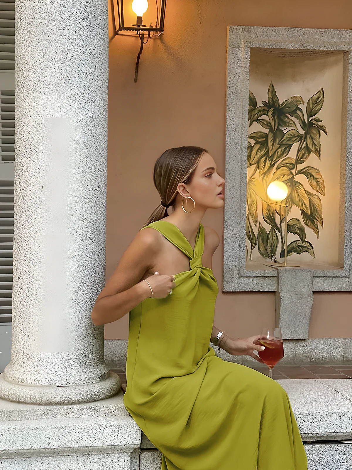 Cross Halter Split Long Dress - Takermore