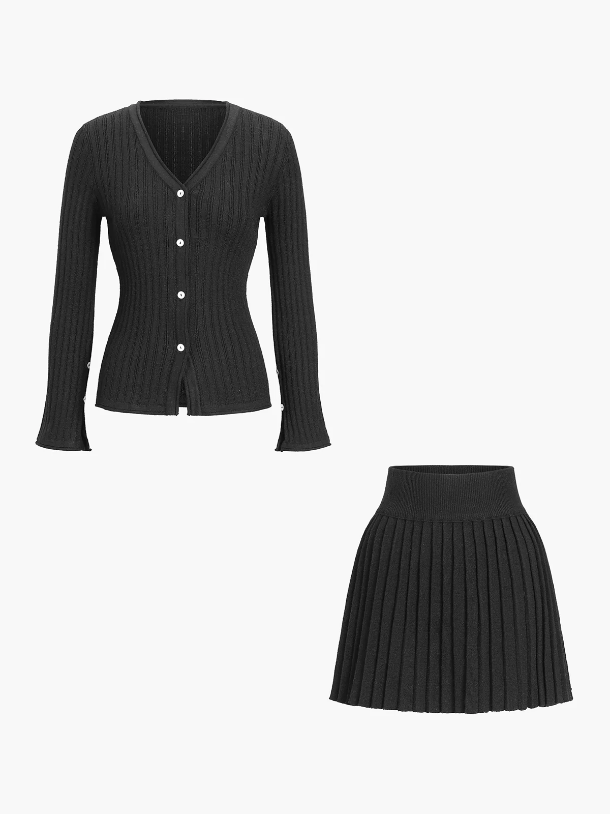 Leisure Long Sleeve Two Piece Skirt Set - Takermore