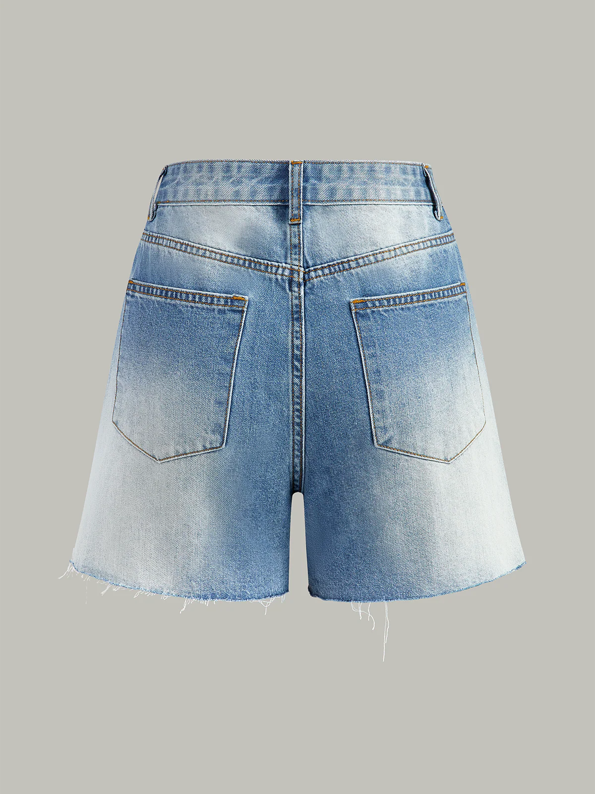 Asymmetric-Waist Distressed Denim Shorts - Takermore