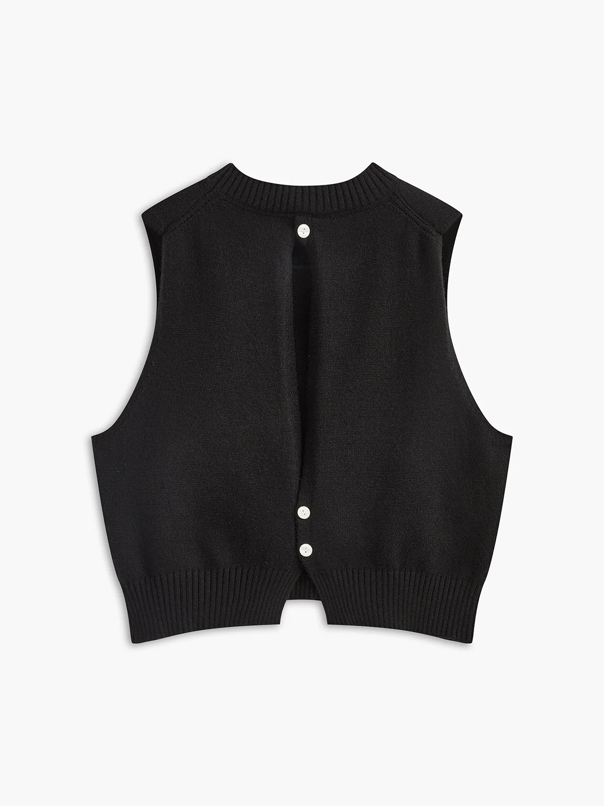 Floral Embellished Button-Back Knit Vest - Takermore