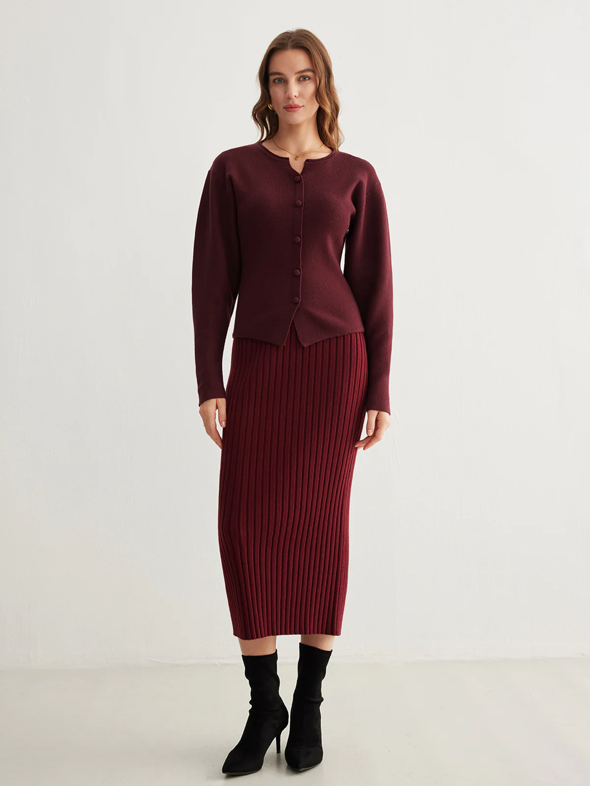 Ribbed Button Slit Sweater - Takermore