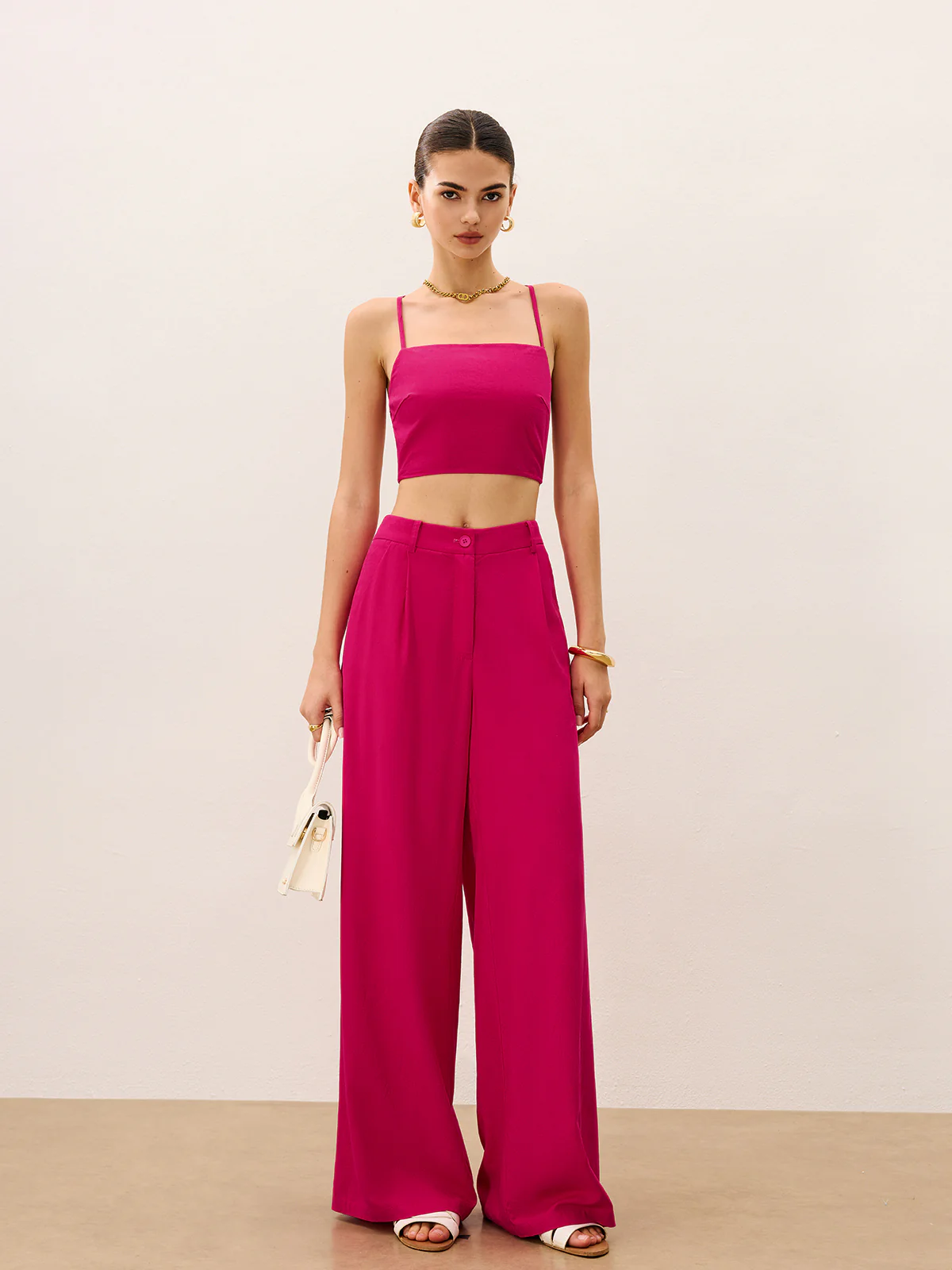 Wide-Leg Pants Set with Tie-Back Top - Takermore