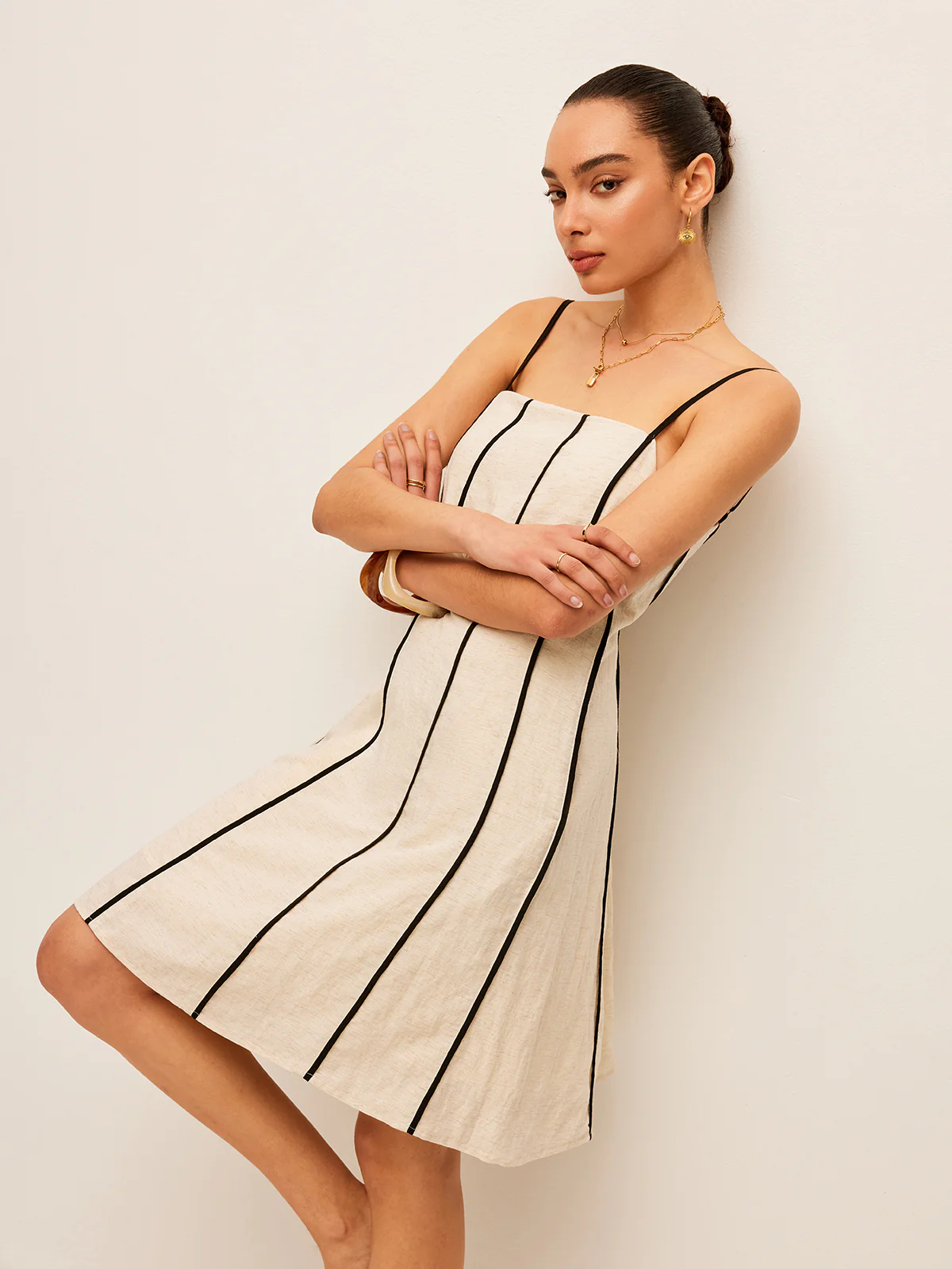 Cotton & Linen Striped Dress - Takermore