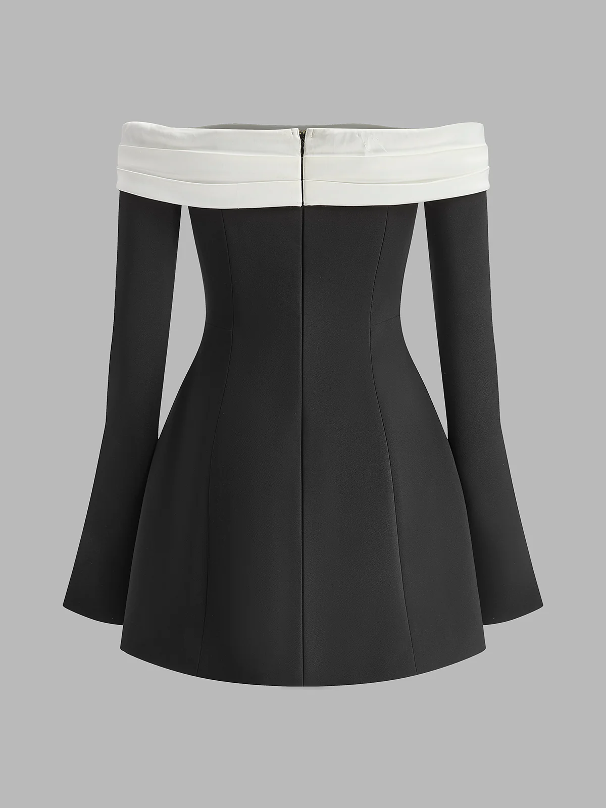 Color Block Off-Shoulder Bell Sleeve Dress - Takermore