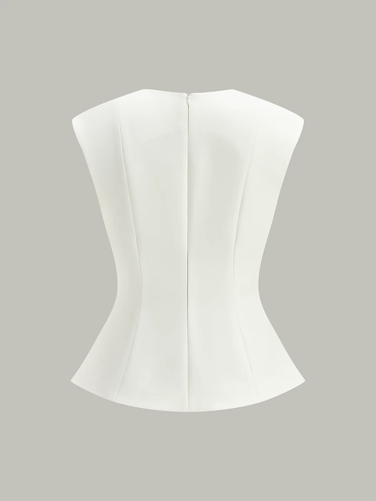 Sleeveless Peplum Top with Metal Buttons - Takermore