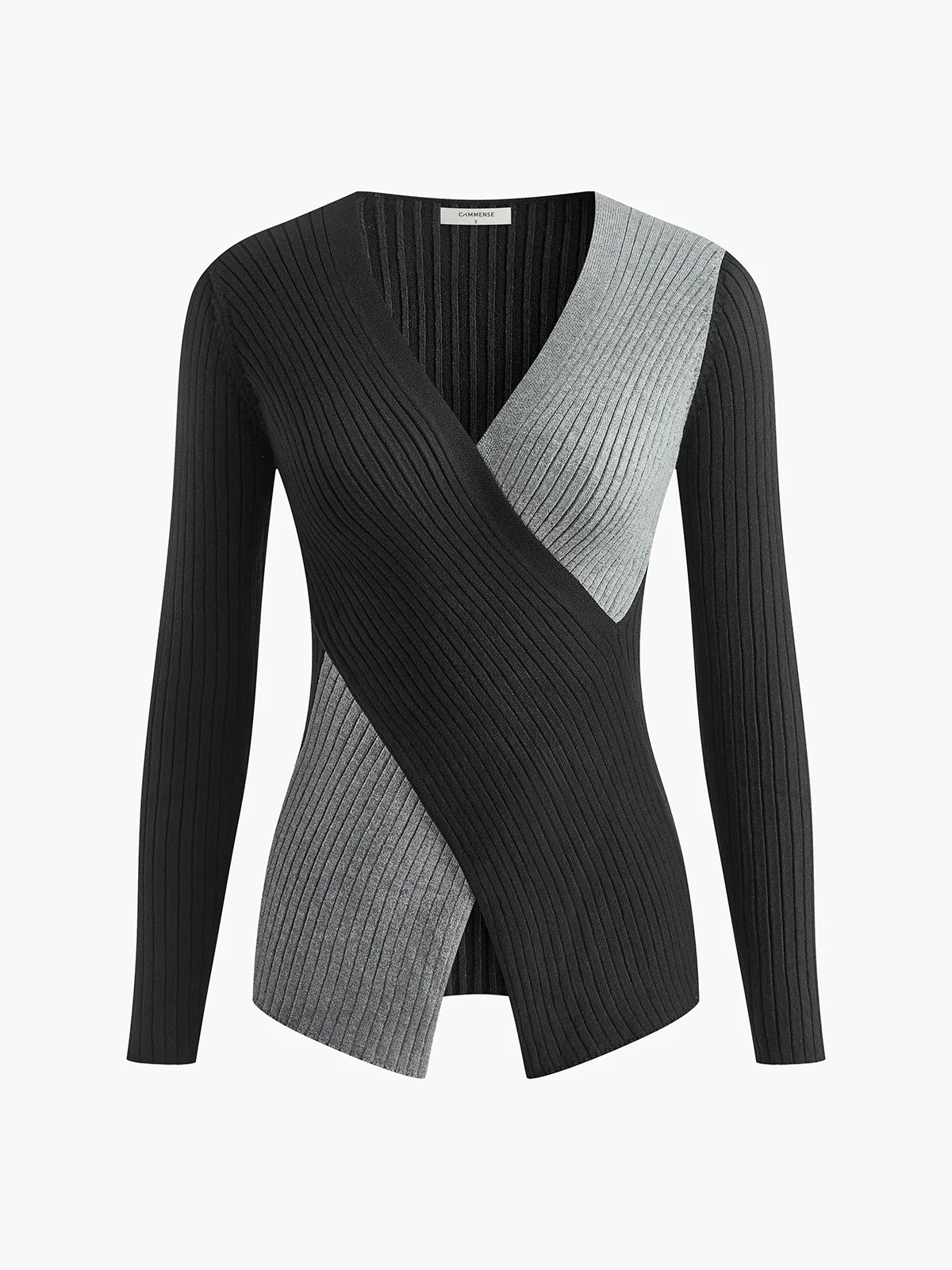 Two Tone Criss Cross Slim Knit Top - Takermore