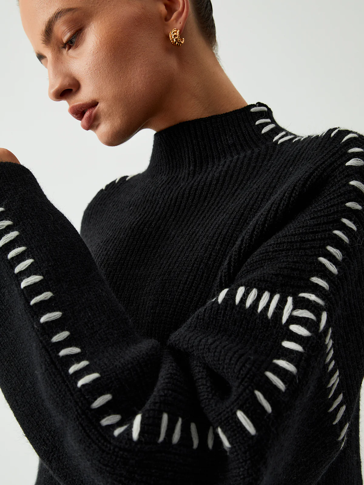 Shift The Focus Oversized Mock Neck Sweater - Takermore