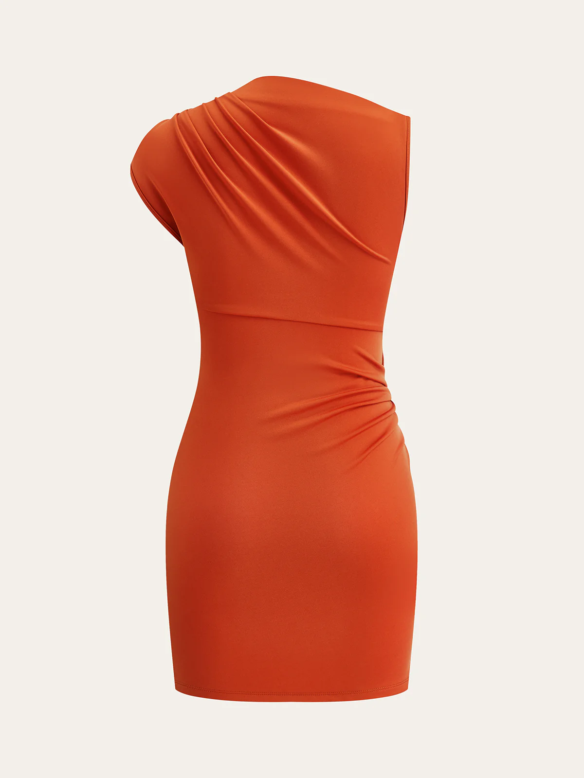 Metal Detail Asymmetric Ruched Mini Dress - Takermore