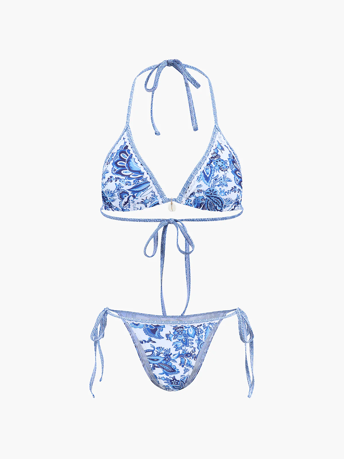 Printed Halter Knotted Bikini Set - Takermore