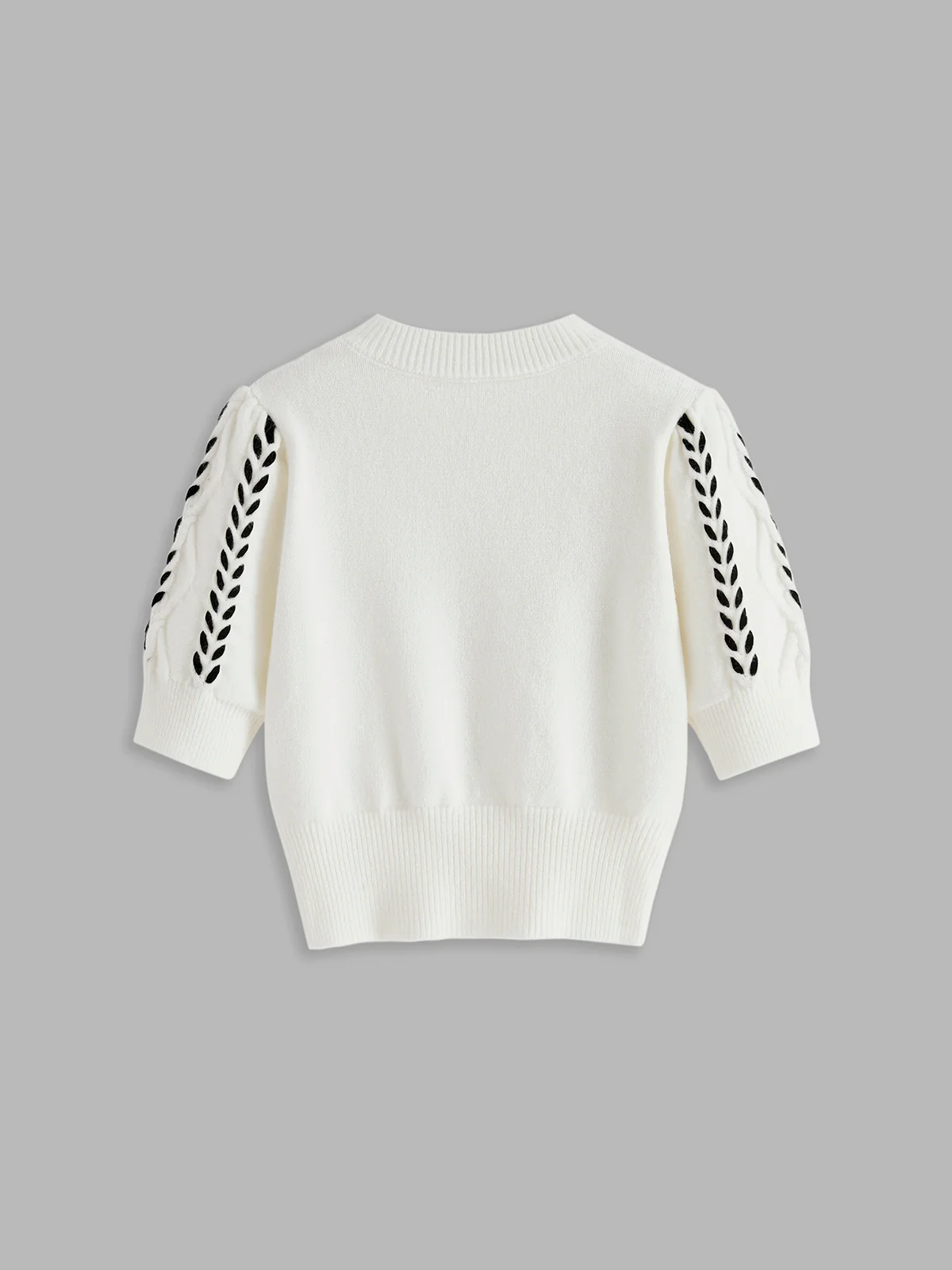 Contrast Binding Cable Knit Top - Takermore