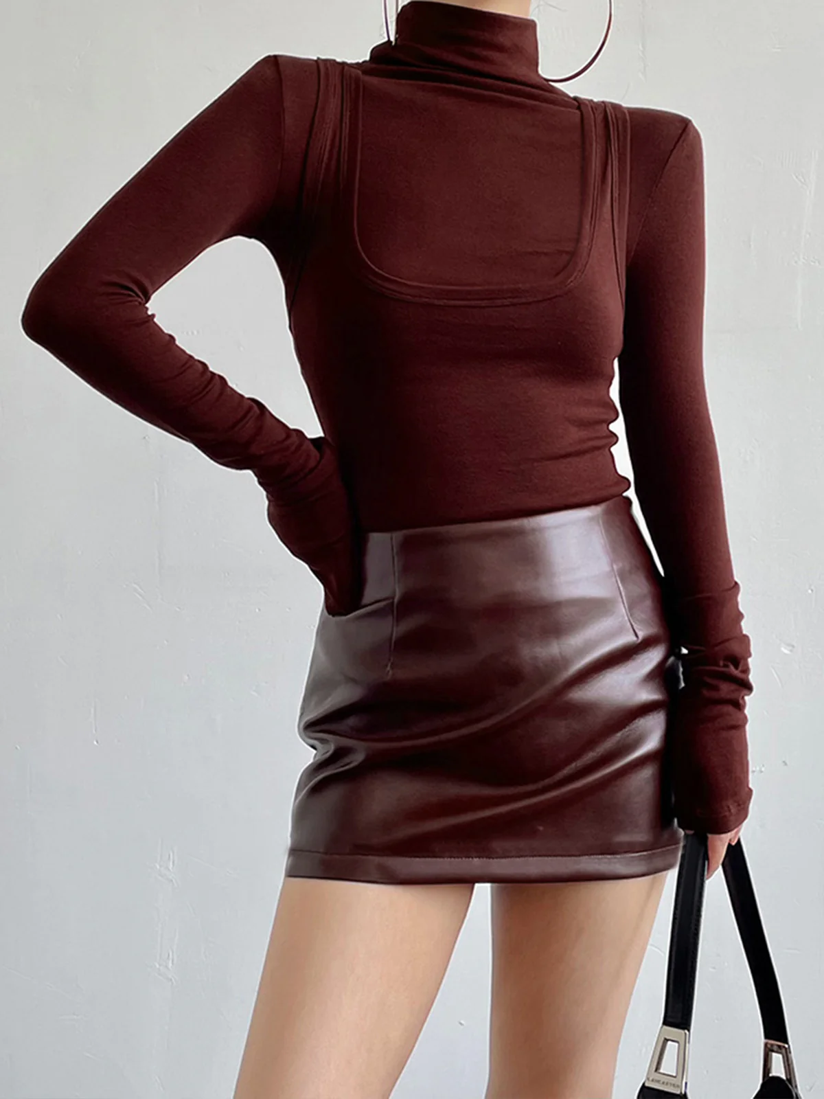 2 in 1 Mock Neck Jersey Top - Takermore