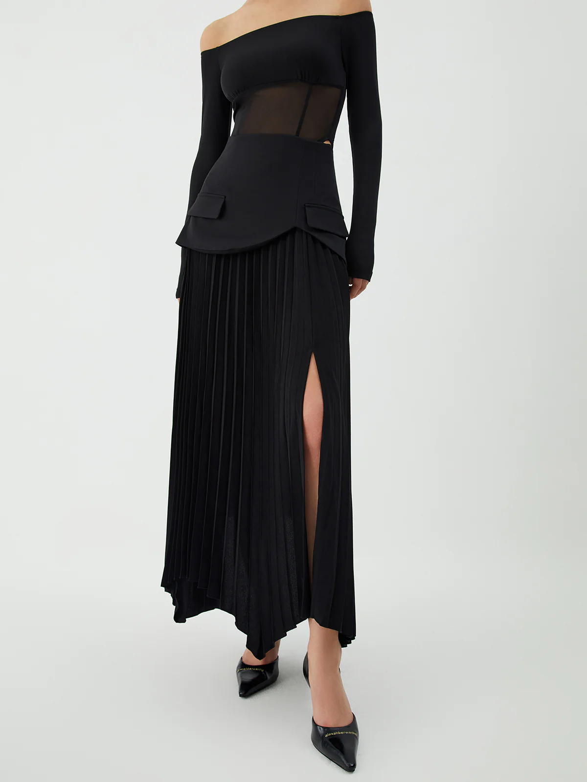 Patchwork Pleated Midi Skirt - Takermore