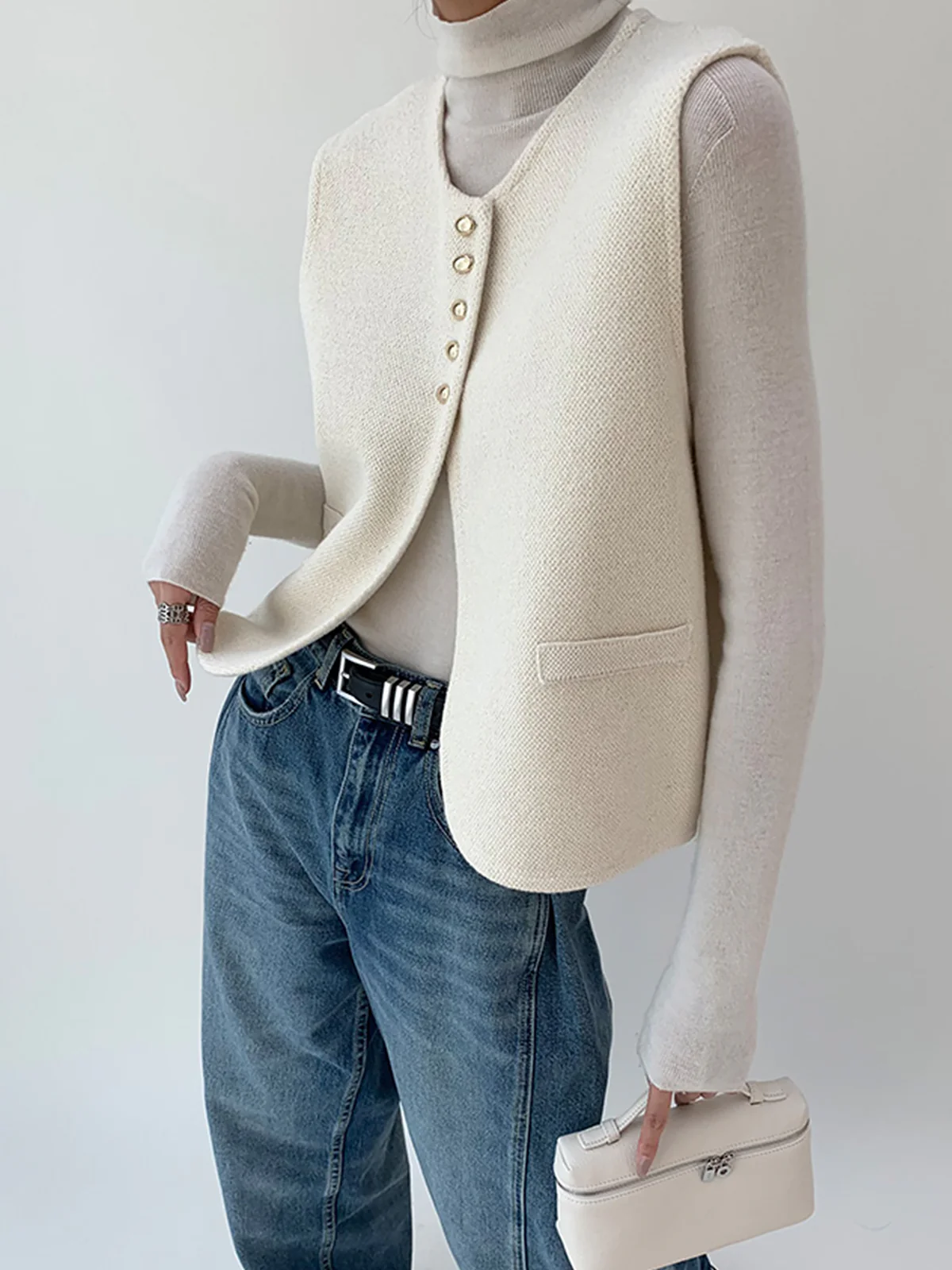 Elegant Split Sweater Vest - Takermore
