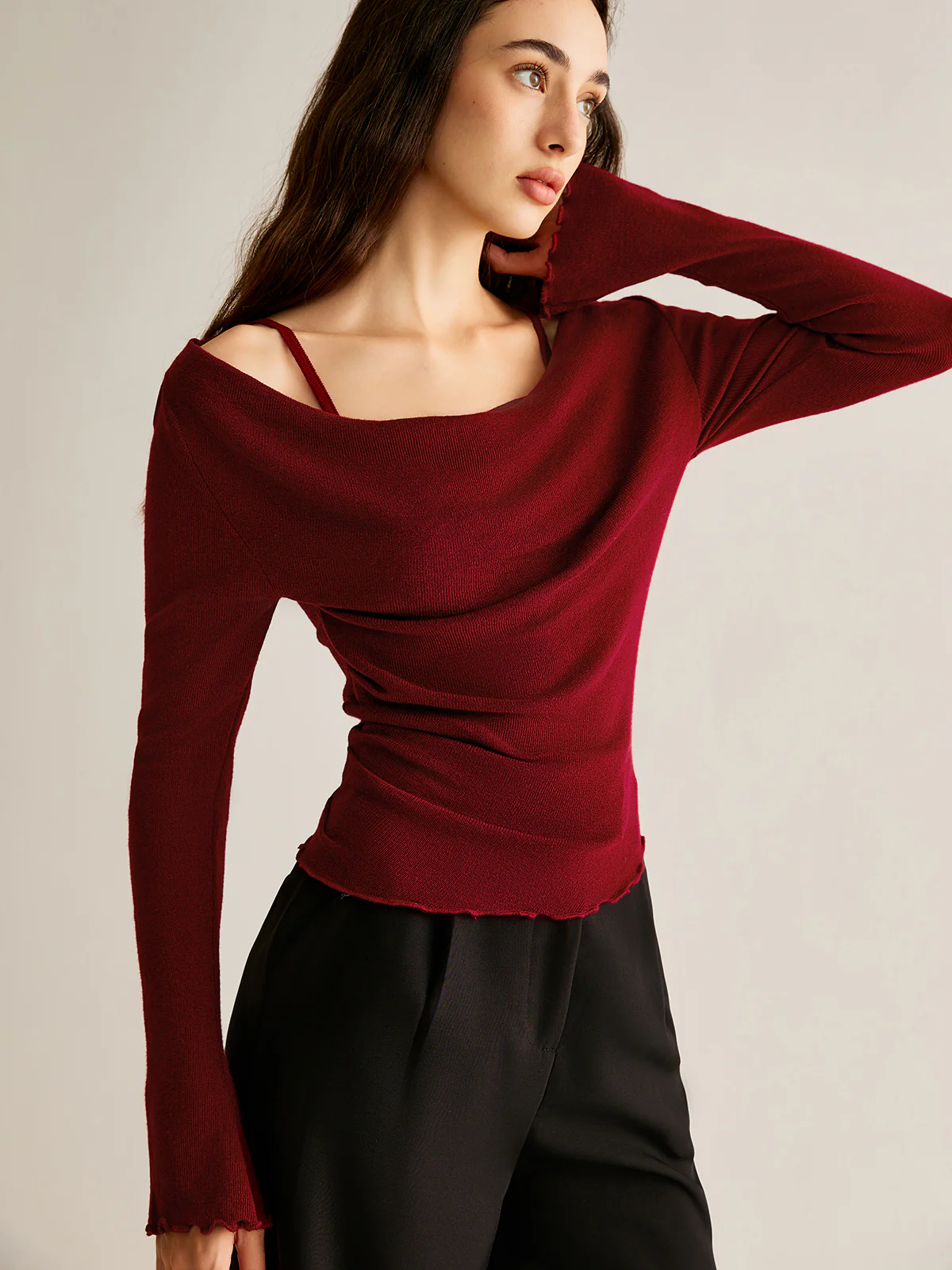 2 in 1 Wool-Blend Slim Knit Top - Takermore