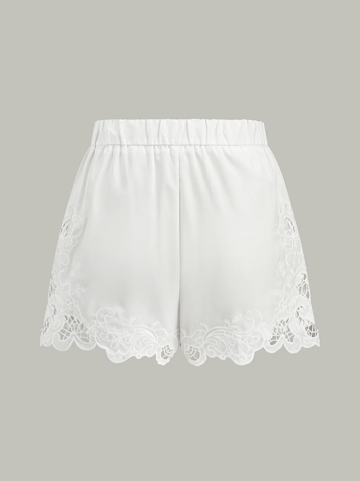 Lace Trim High-Waist Shorts - Takermore
