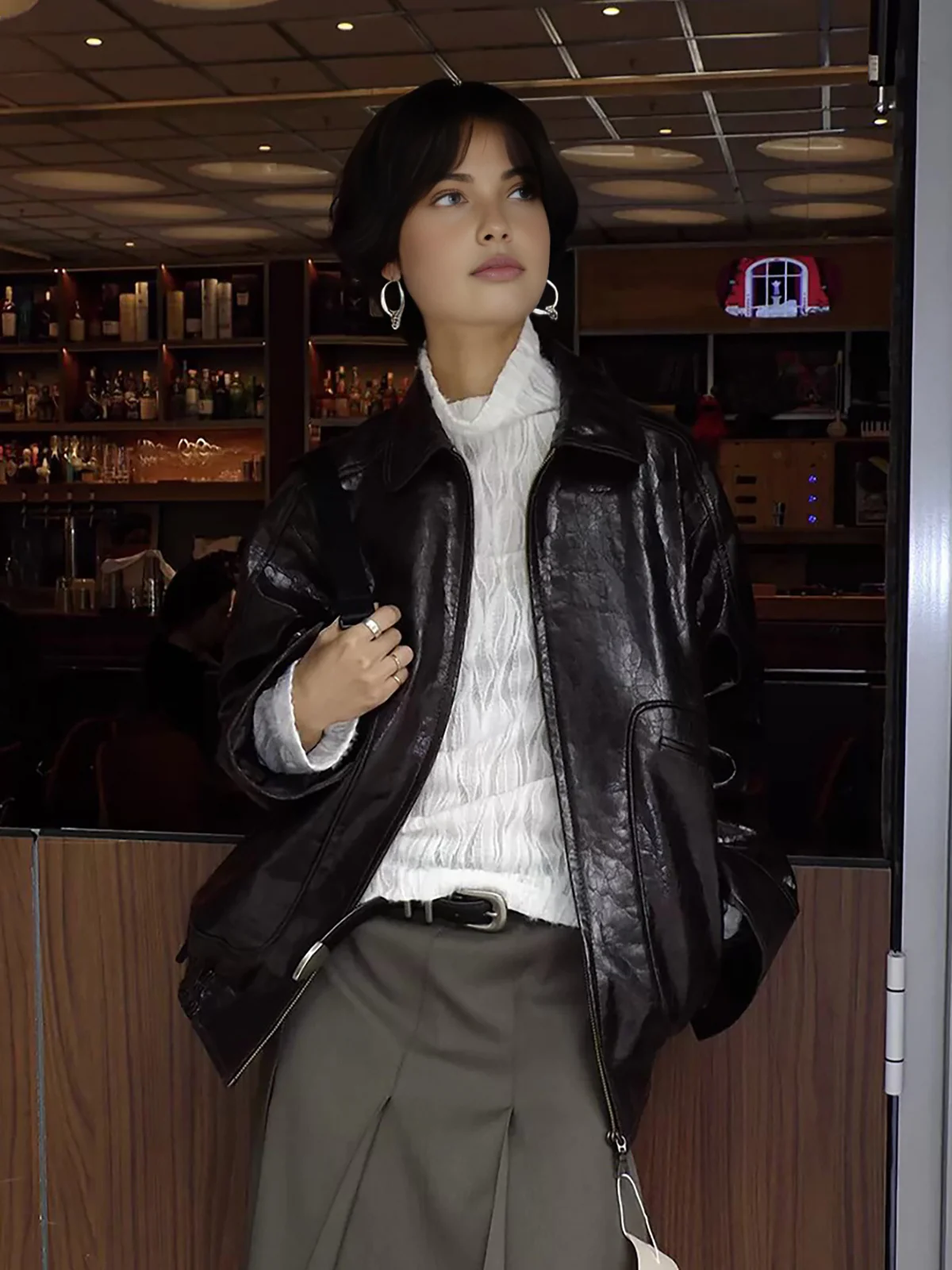 Mock Neck Semi-Sheer Plisse Top - Takermore