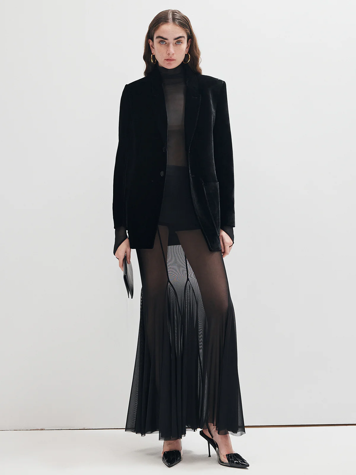 Mock Neck Sheer Mesh Thin T-Shirt - Takermore