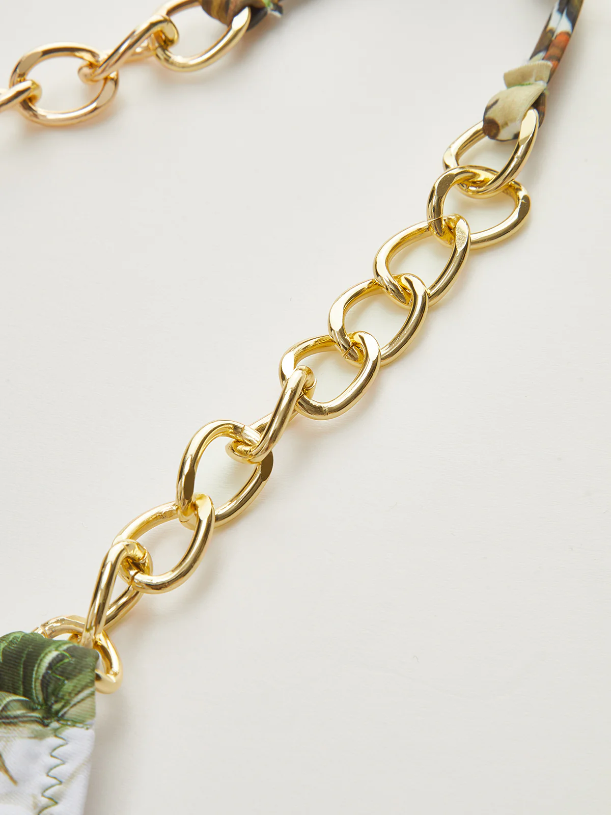 Print Chain Straps Triangle Bikini Top - Takermore