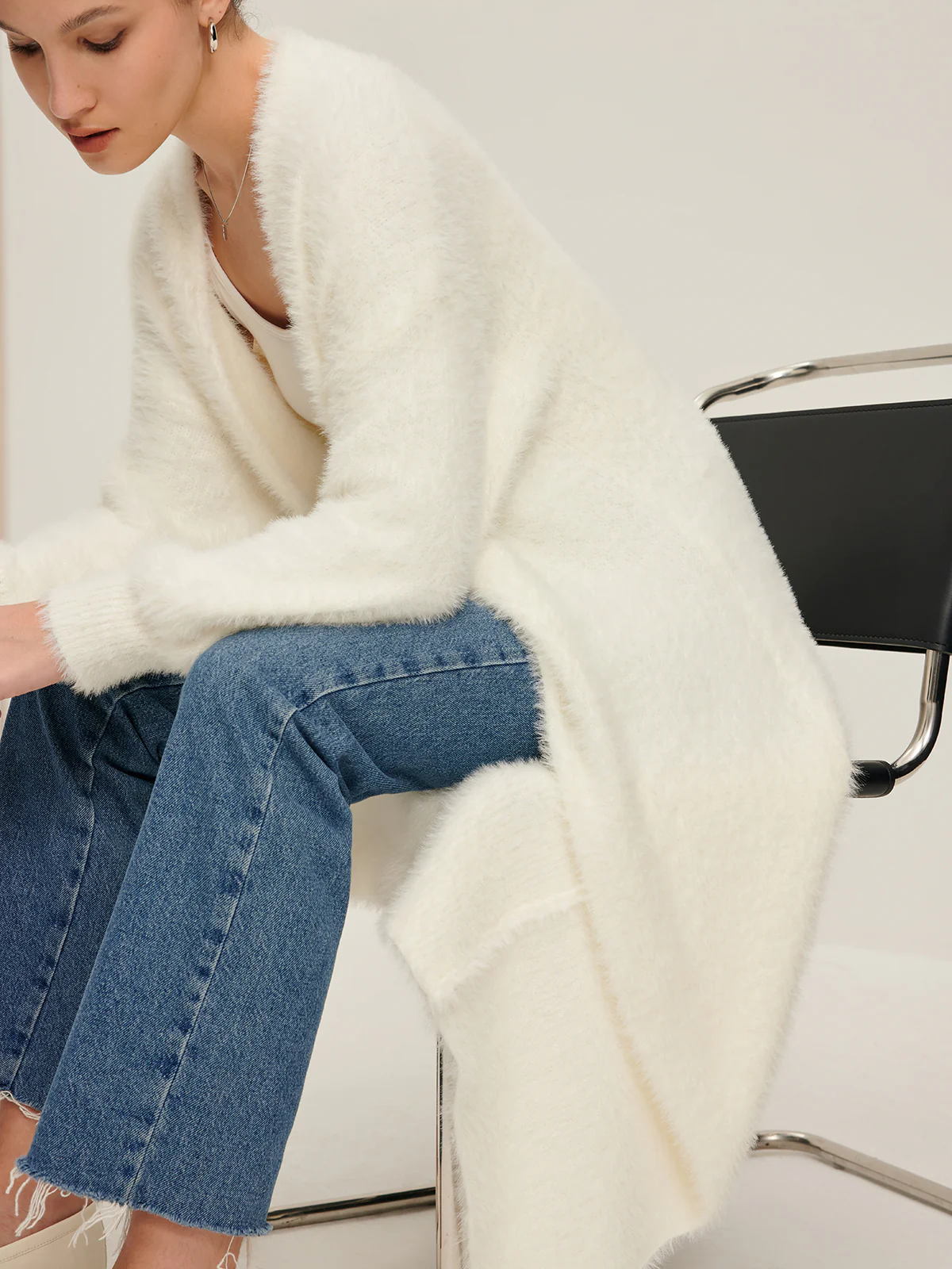 Minimalist Fuzzy Long Cardigan - Takermore