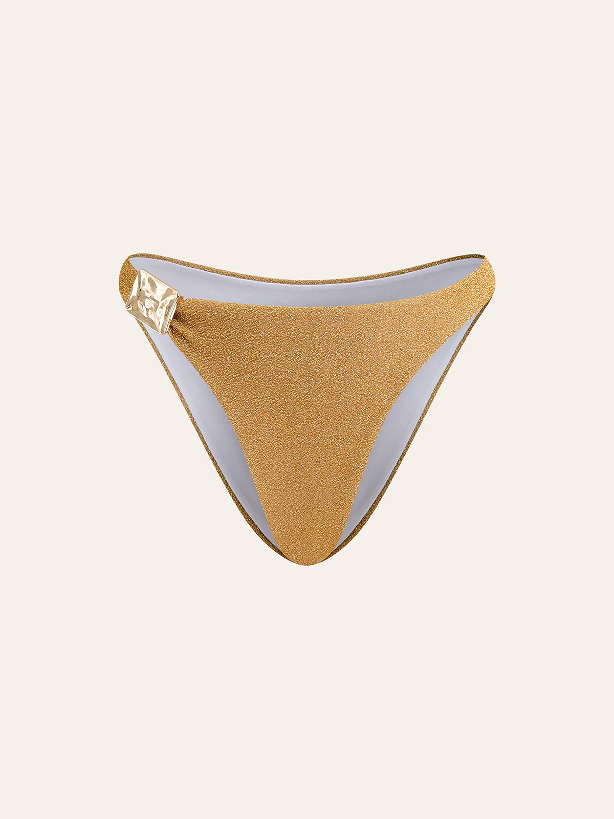 Gold Metallic Detail Bikini Bottom - Takermore