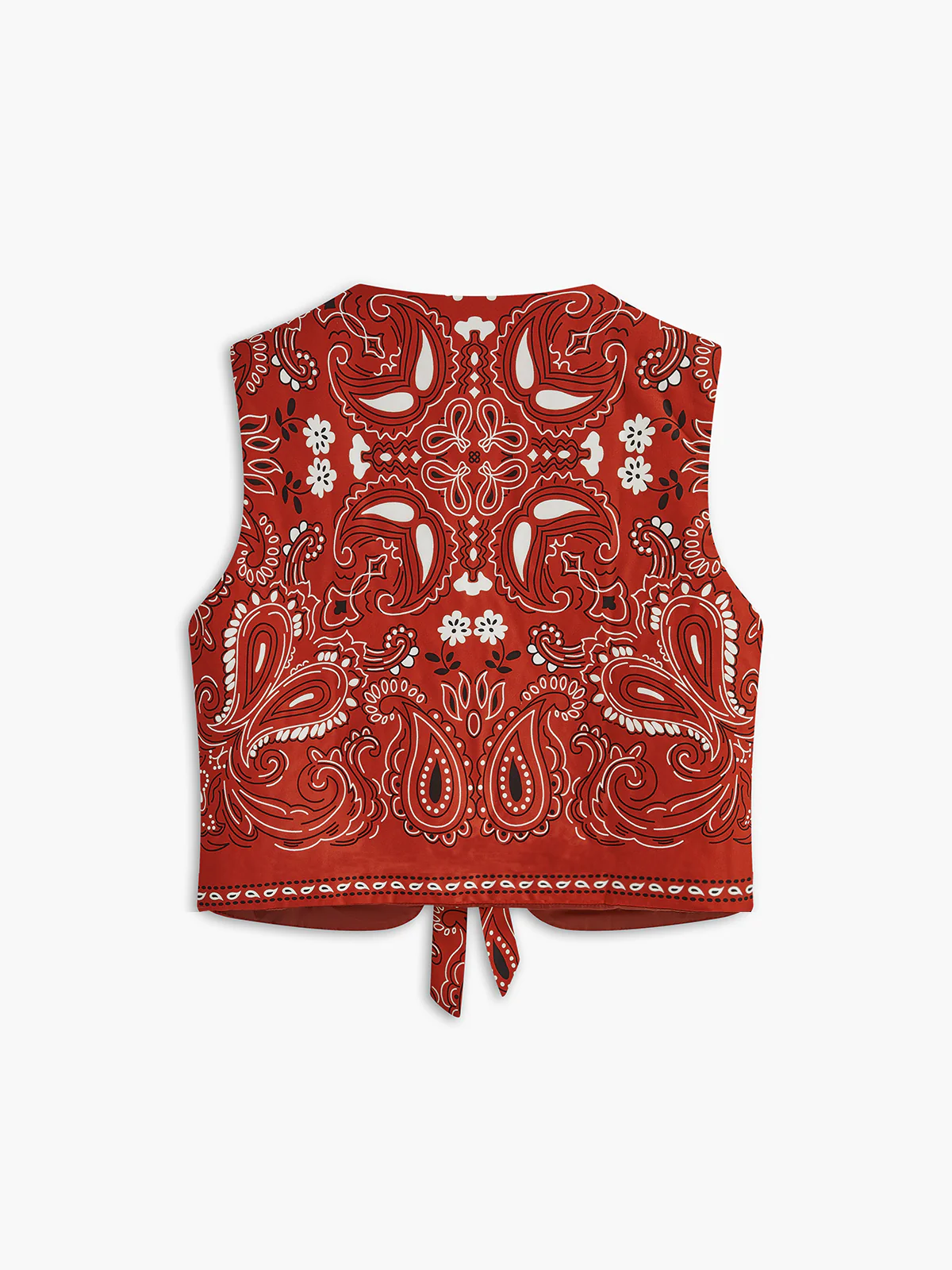 Paisley Printed Tie Front Vest - Takermore