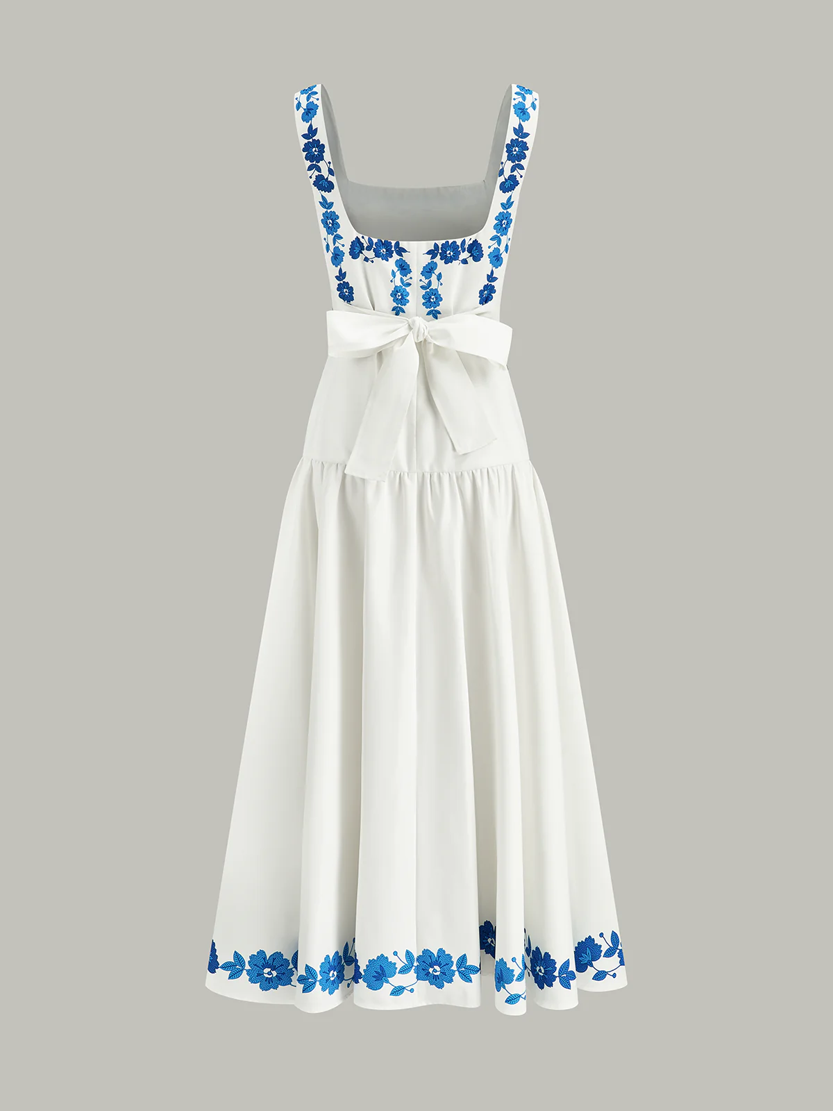 Bow Back Print Midi Dress - Takermore