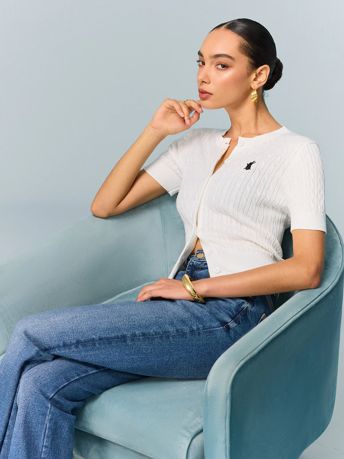 Cable Knit Short Sleeve Top - Takermore