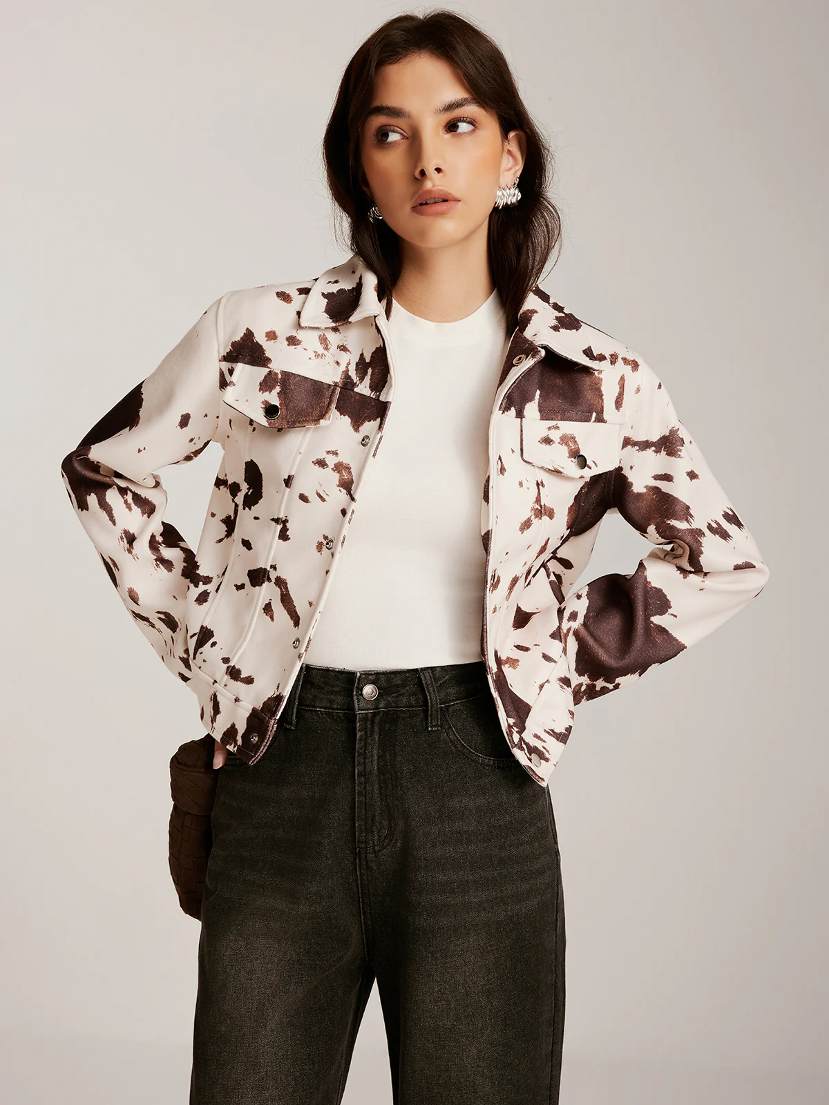 Cow Printed Tweed Short Jacket - Takermore