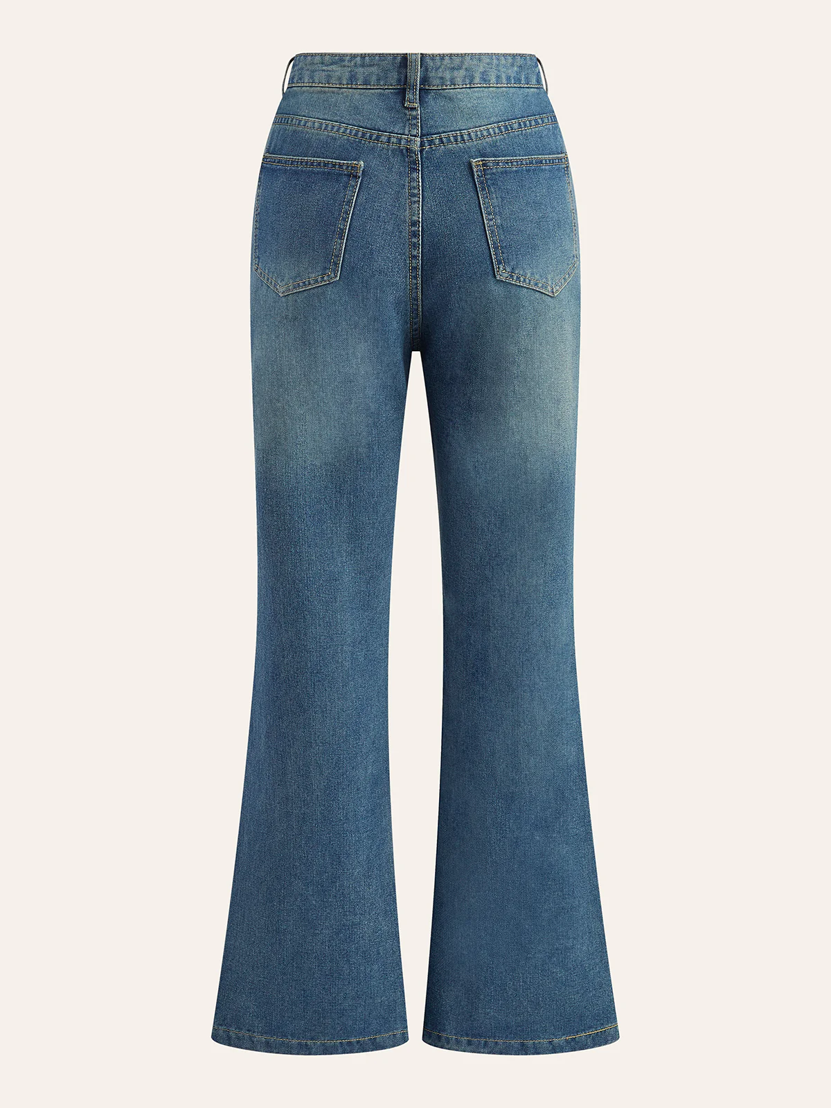 Mid-Waist Decor Button Zipper Flare Denim Jeans - Takermore