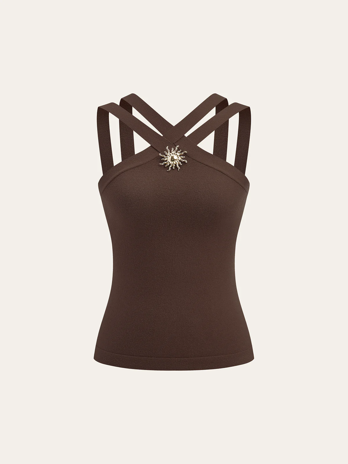 Metal Decor Cross-Strap Tank Top - Takermore