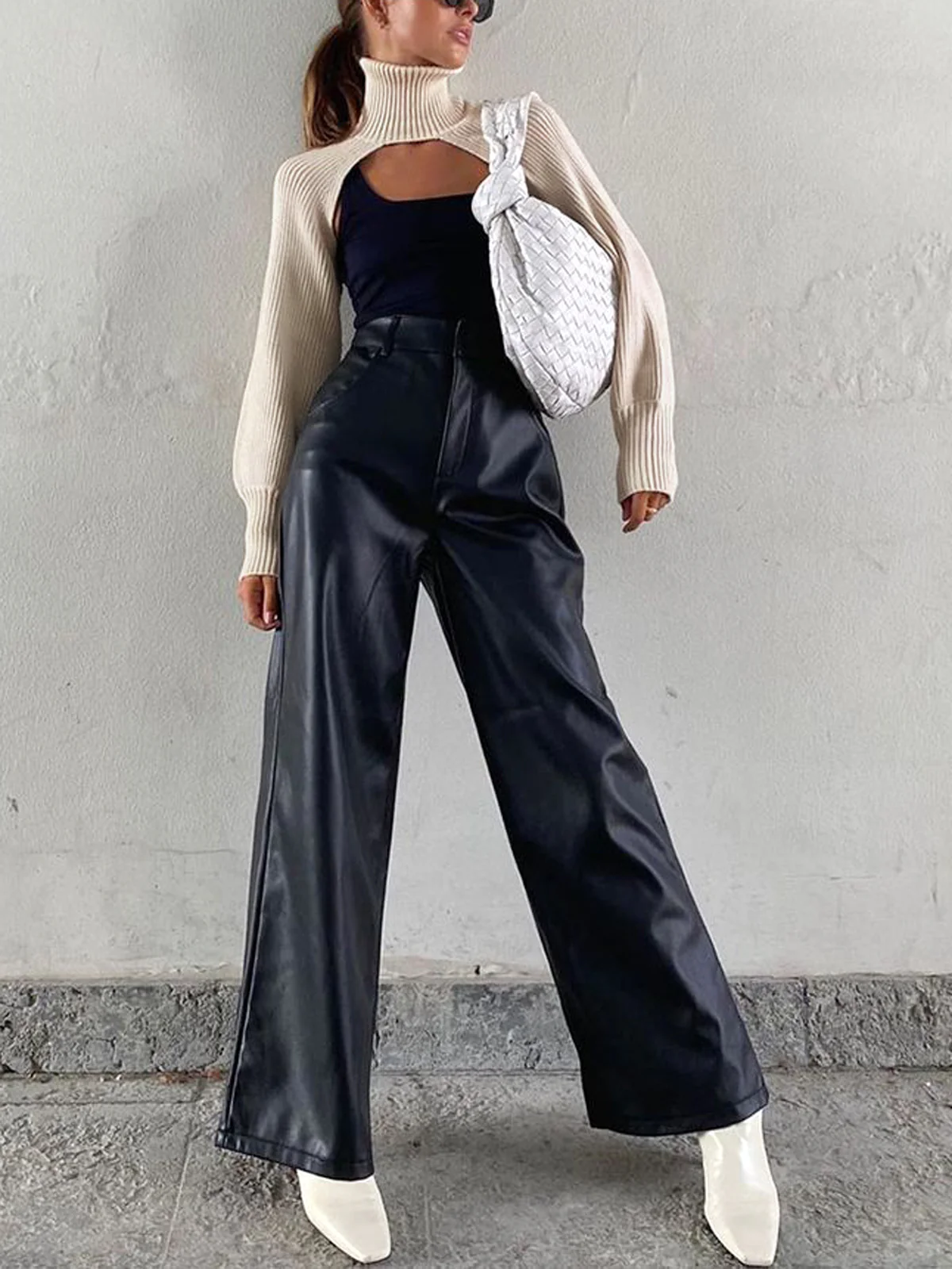 Cream Turtleneck Halter Bolero - Takermore