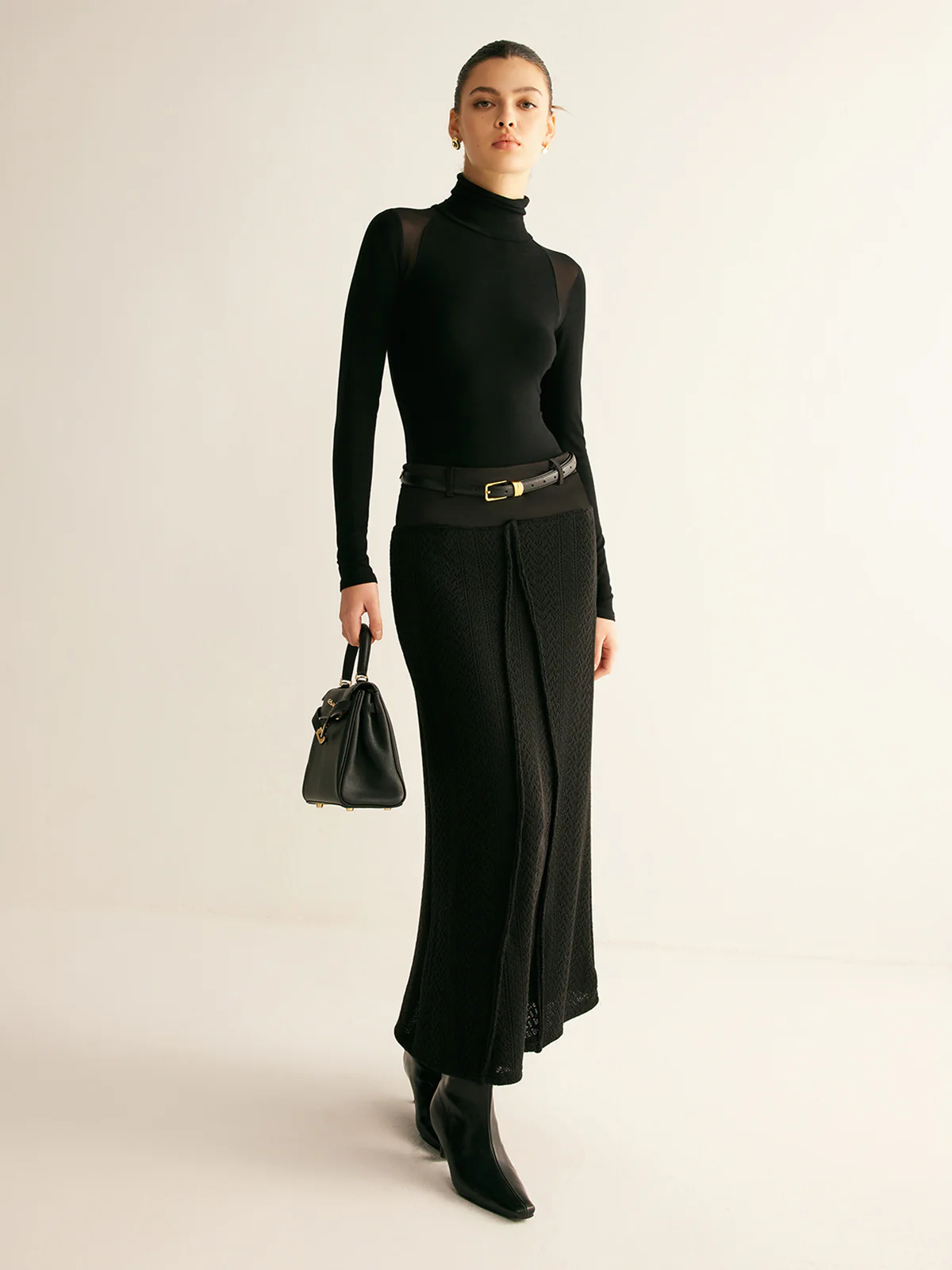 Hollow Piping Sweater Skirt Without Belt - Takermore