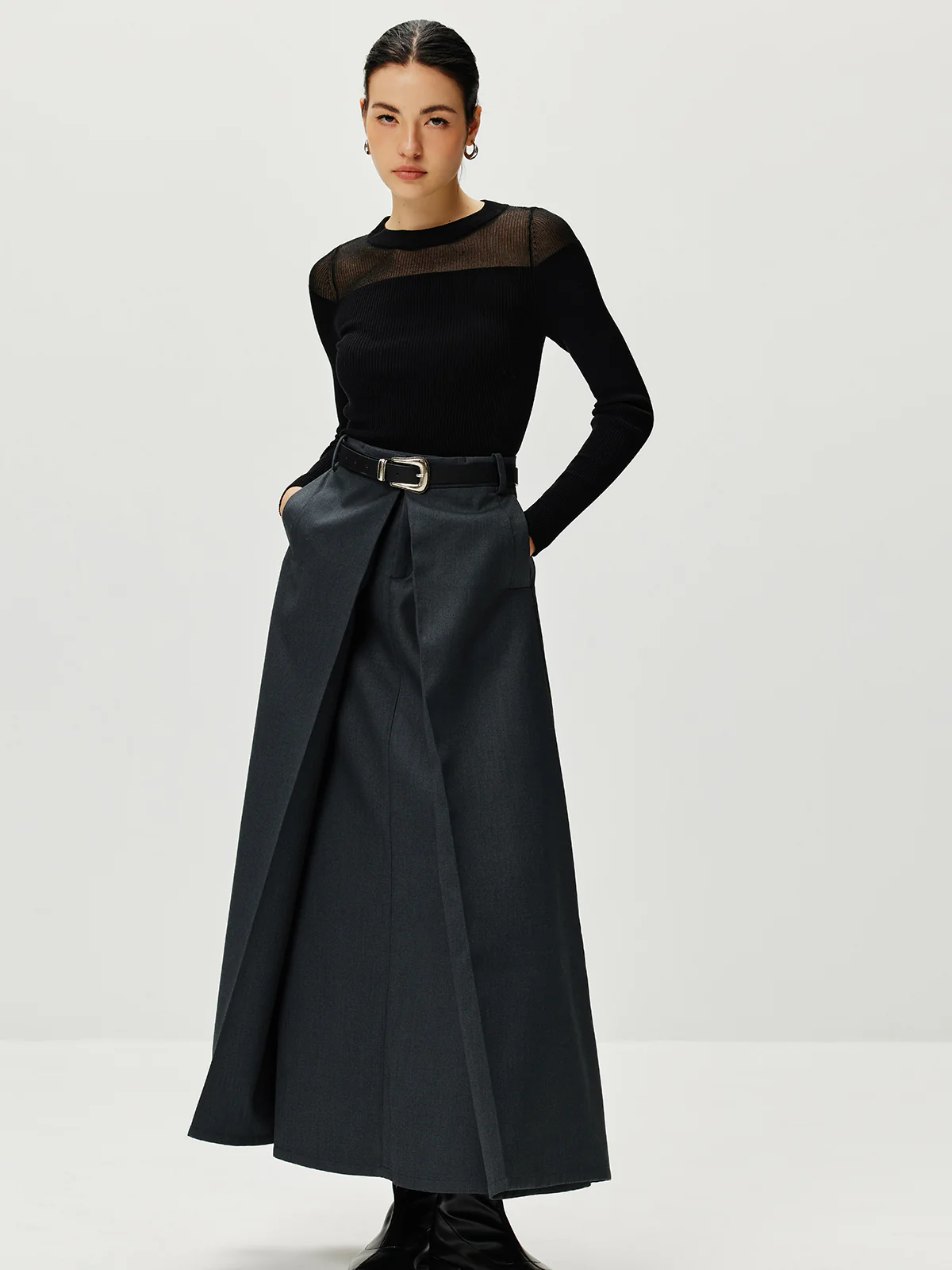 Semi-Sheer Panel Sweater - Takermore