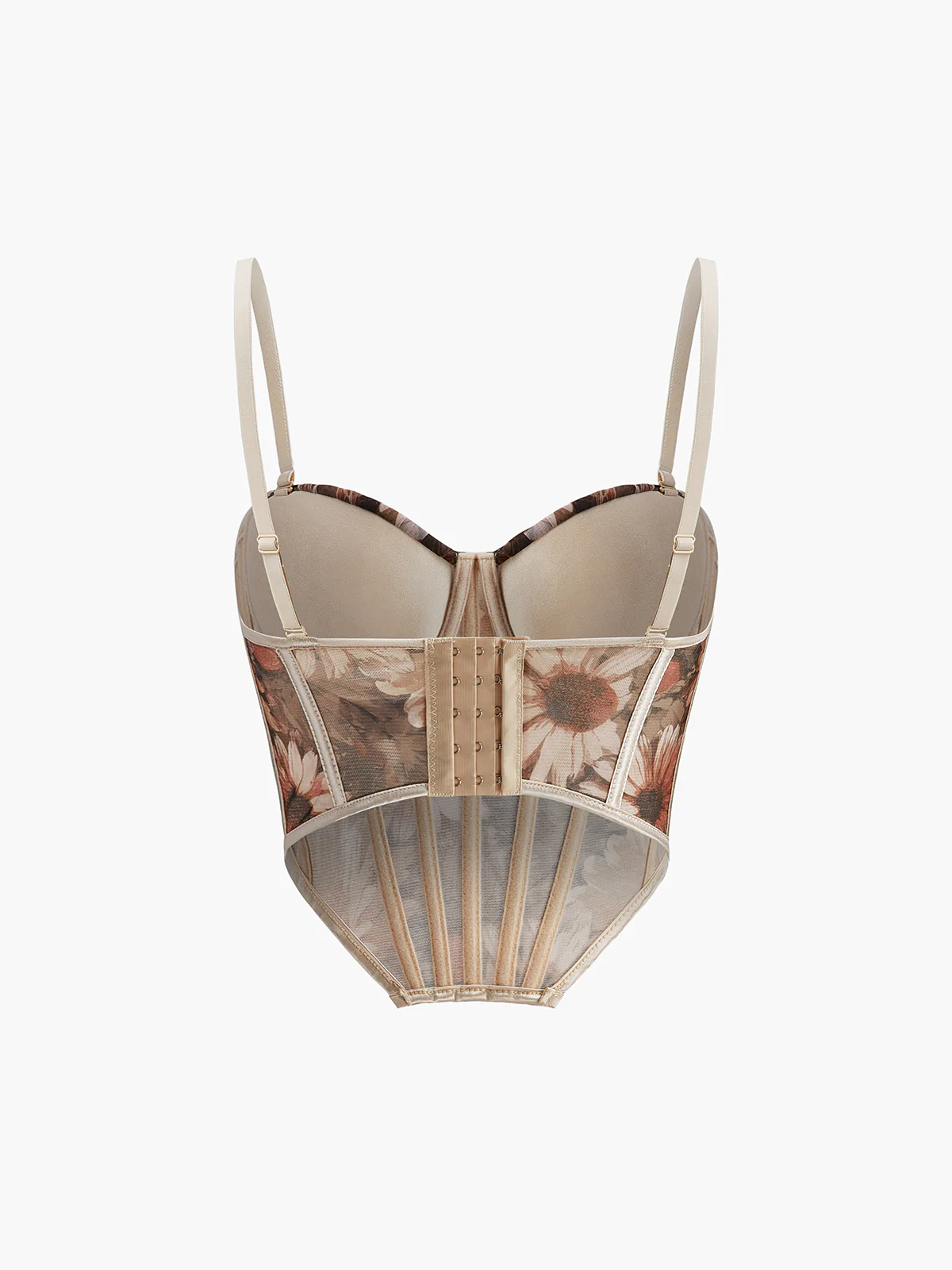 Semi-Sheer Floral Print Sweetheart Corset - Takermore