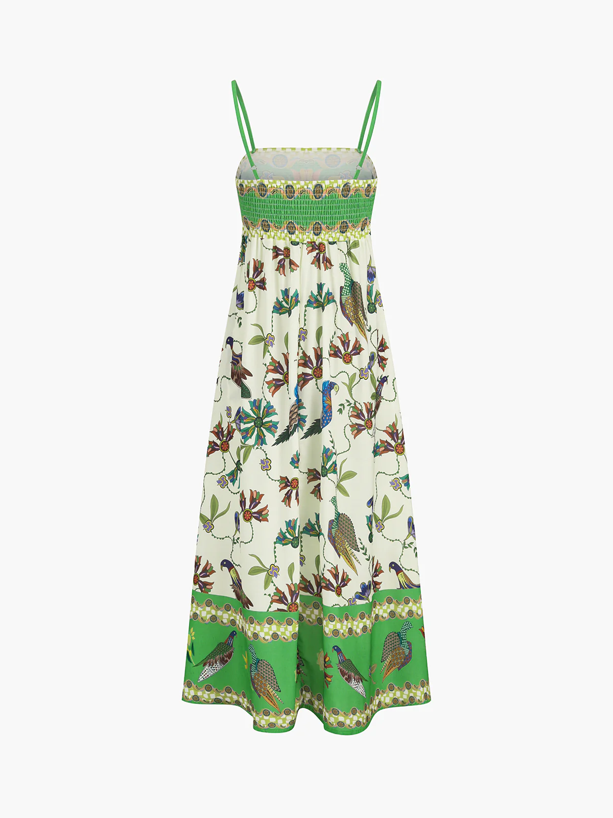 Birdie Print Pockets Cami Long Dress - Takermore