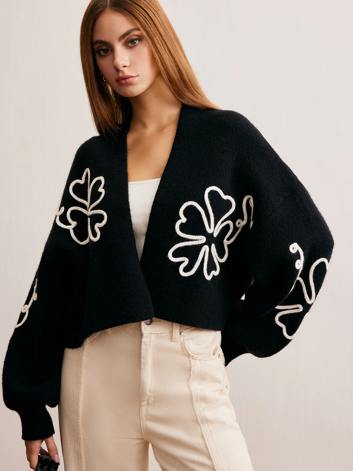 Knit-Floral Short Outerwear - Takermore