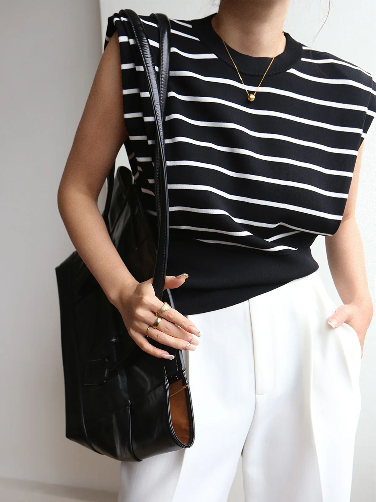 Stripe Cap Sleeve Tank Top - Takermore