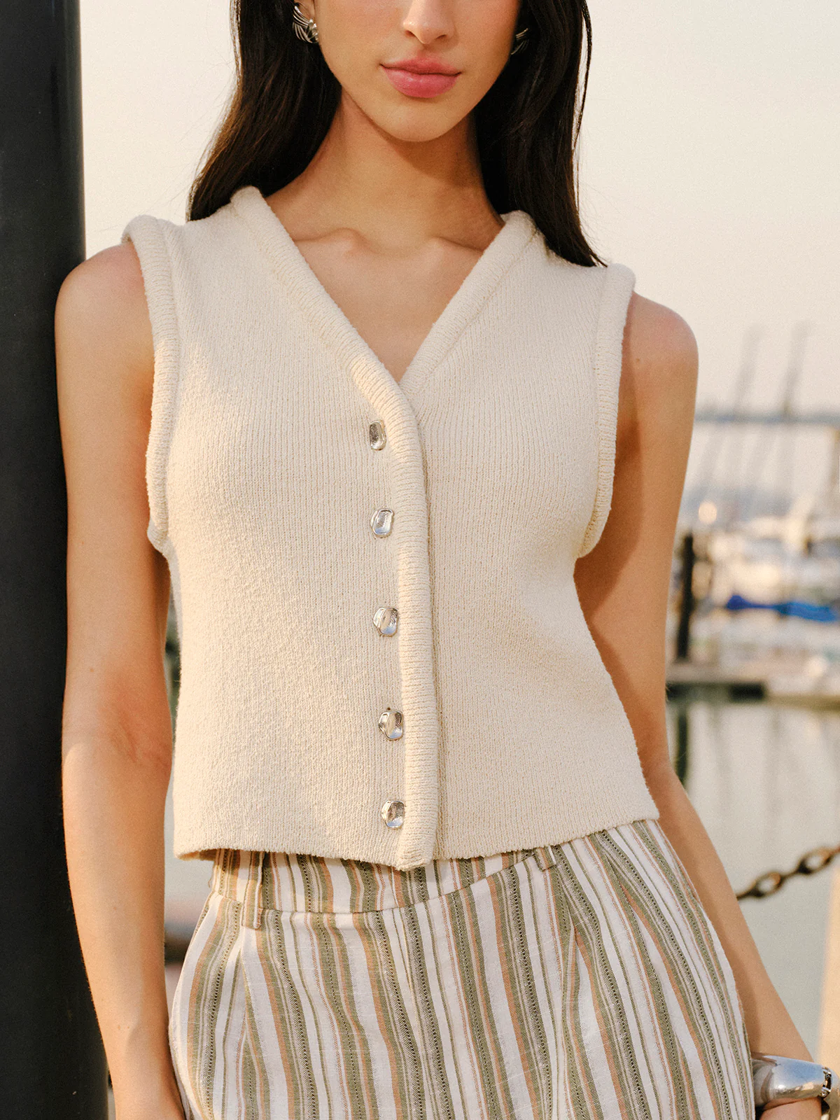 Button Front Sweater Vest - Takermore
