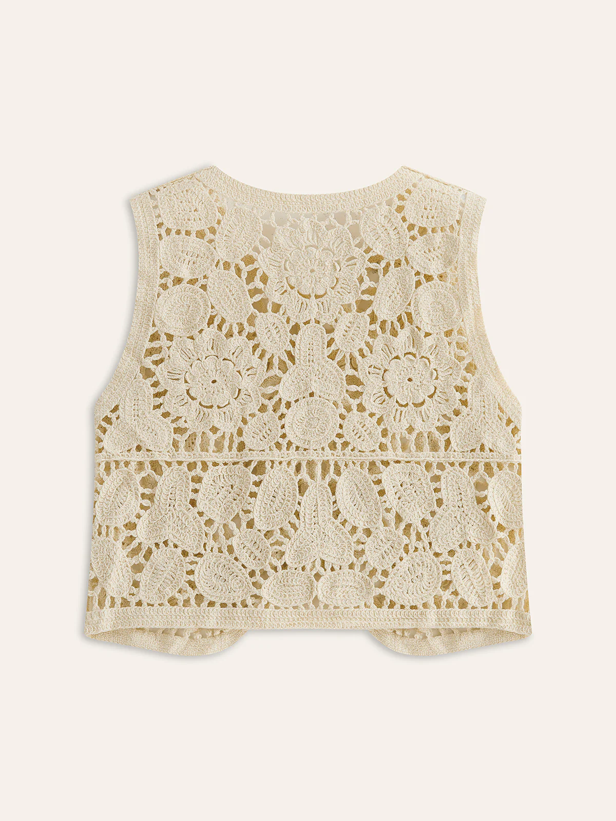 Floral Crochet Button Detail Vest - Takermore
