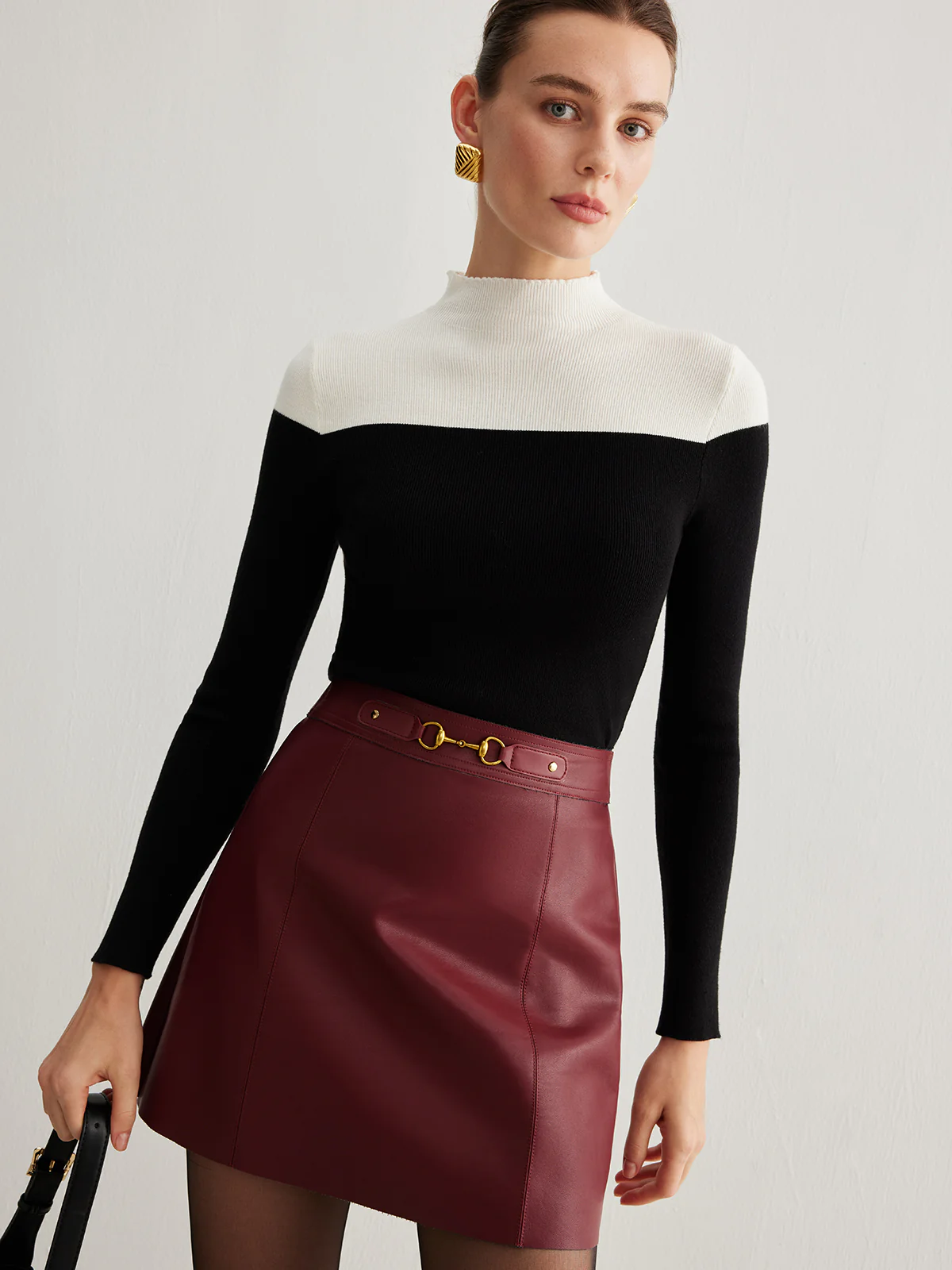 Wool-Blend Color Block Knit Top - Takermore