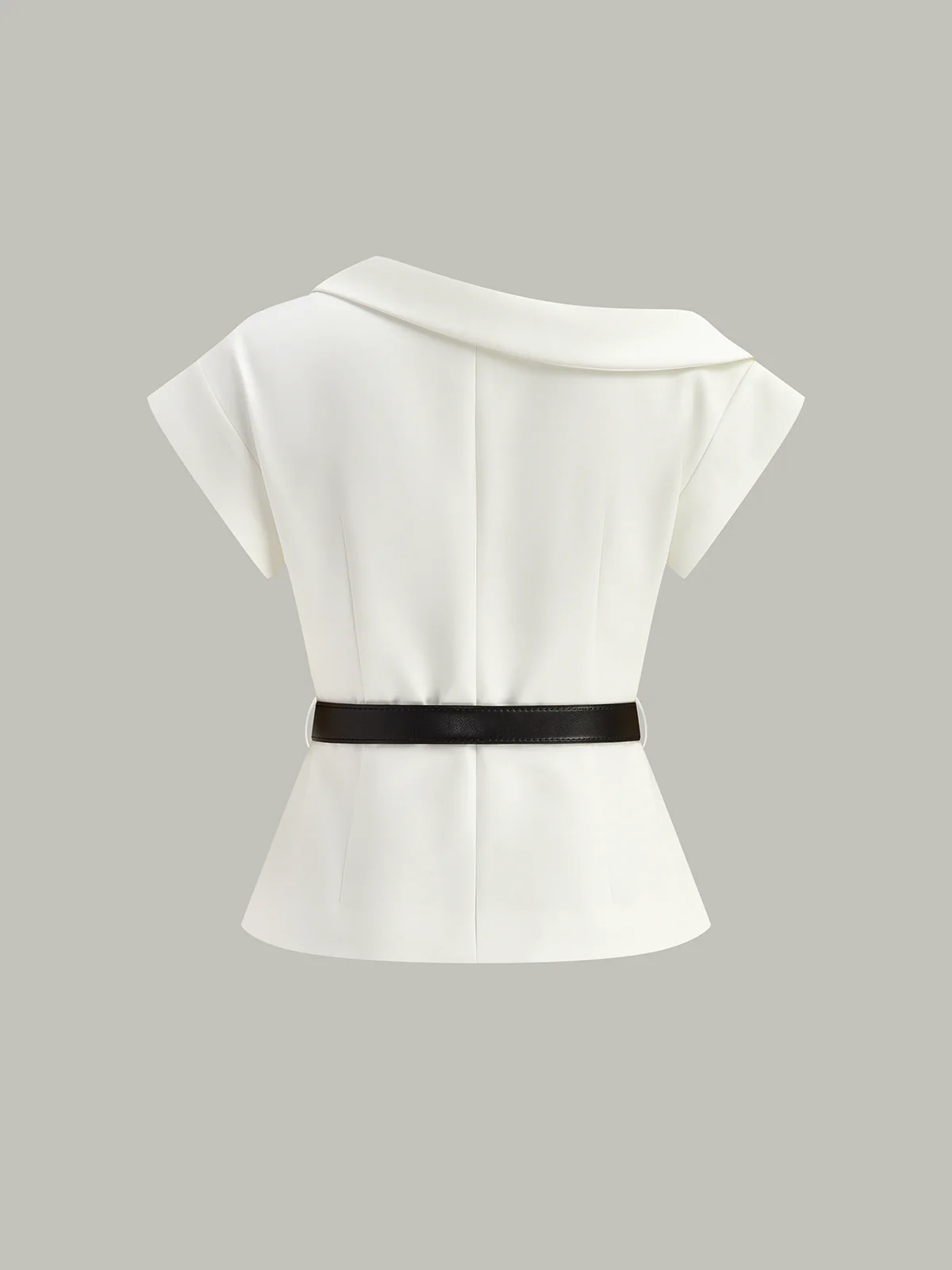 Asymmetrical Belted Blazer Top - Takermore