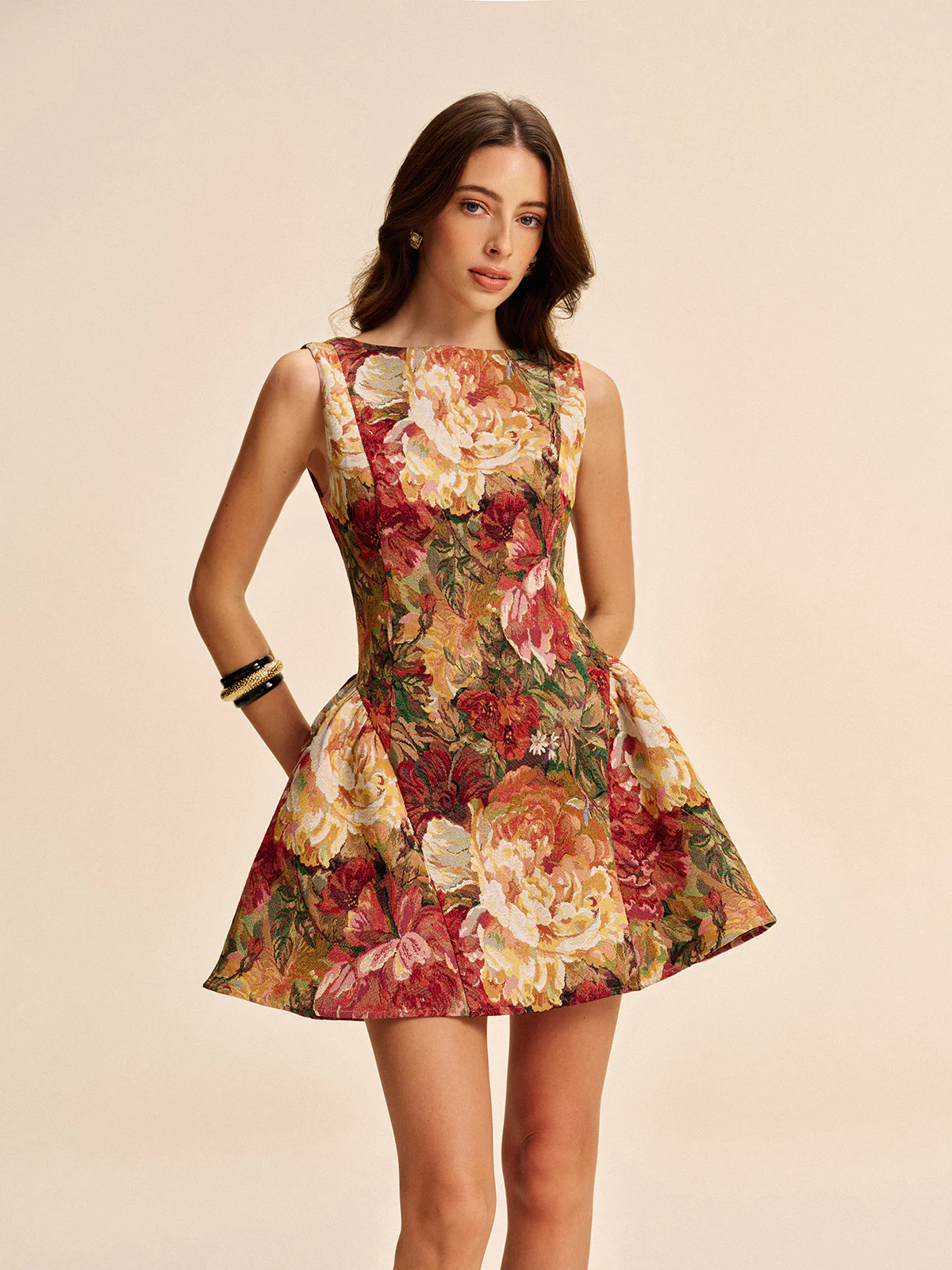 Floral Backless Flare Dress - Takermore