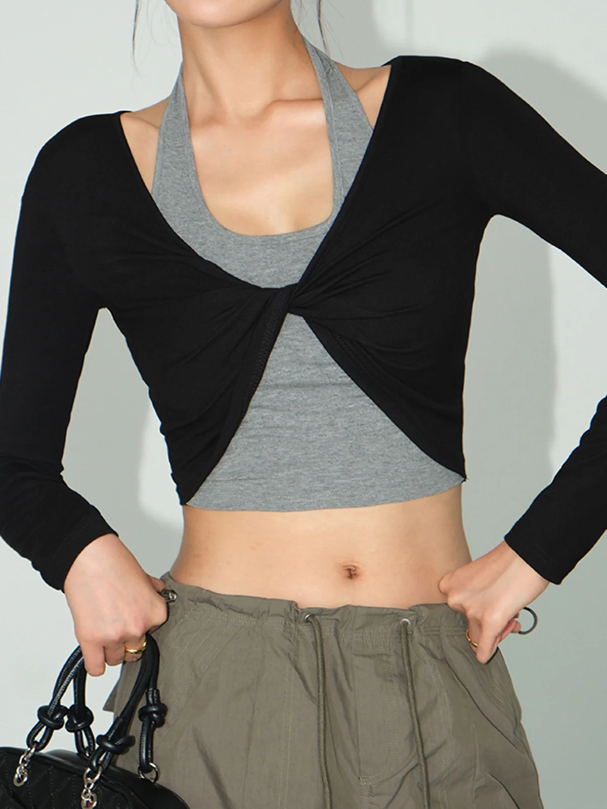 2 in 1 Knotted Crop Top - Takermore