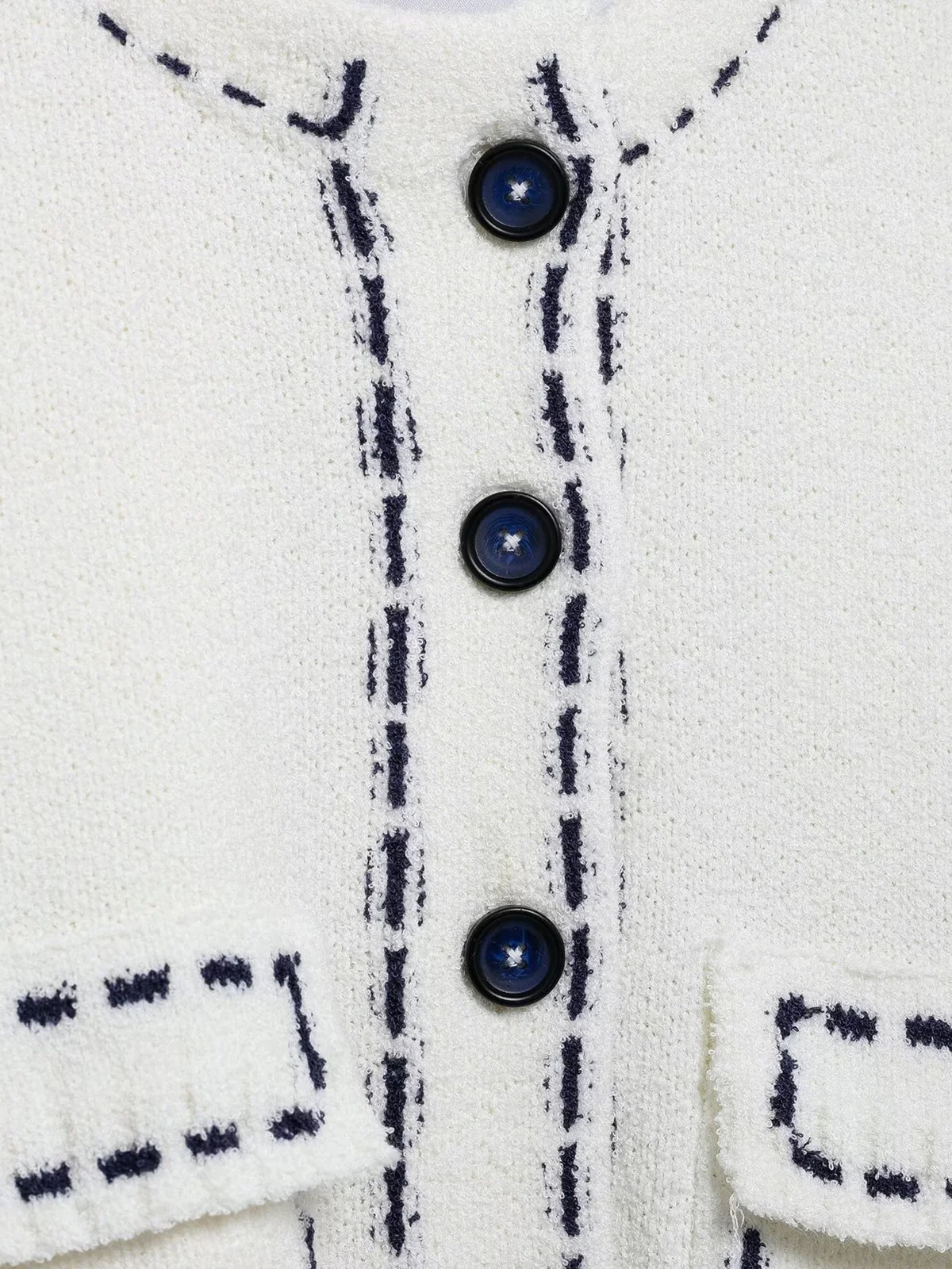 Short-Sleeved Cropped Cardigan with Contrast Stitching - Takermore