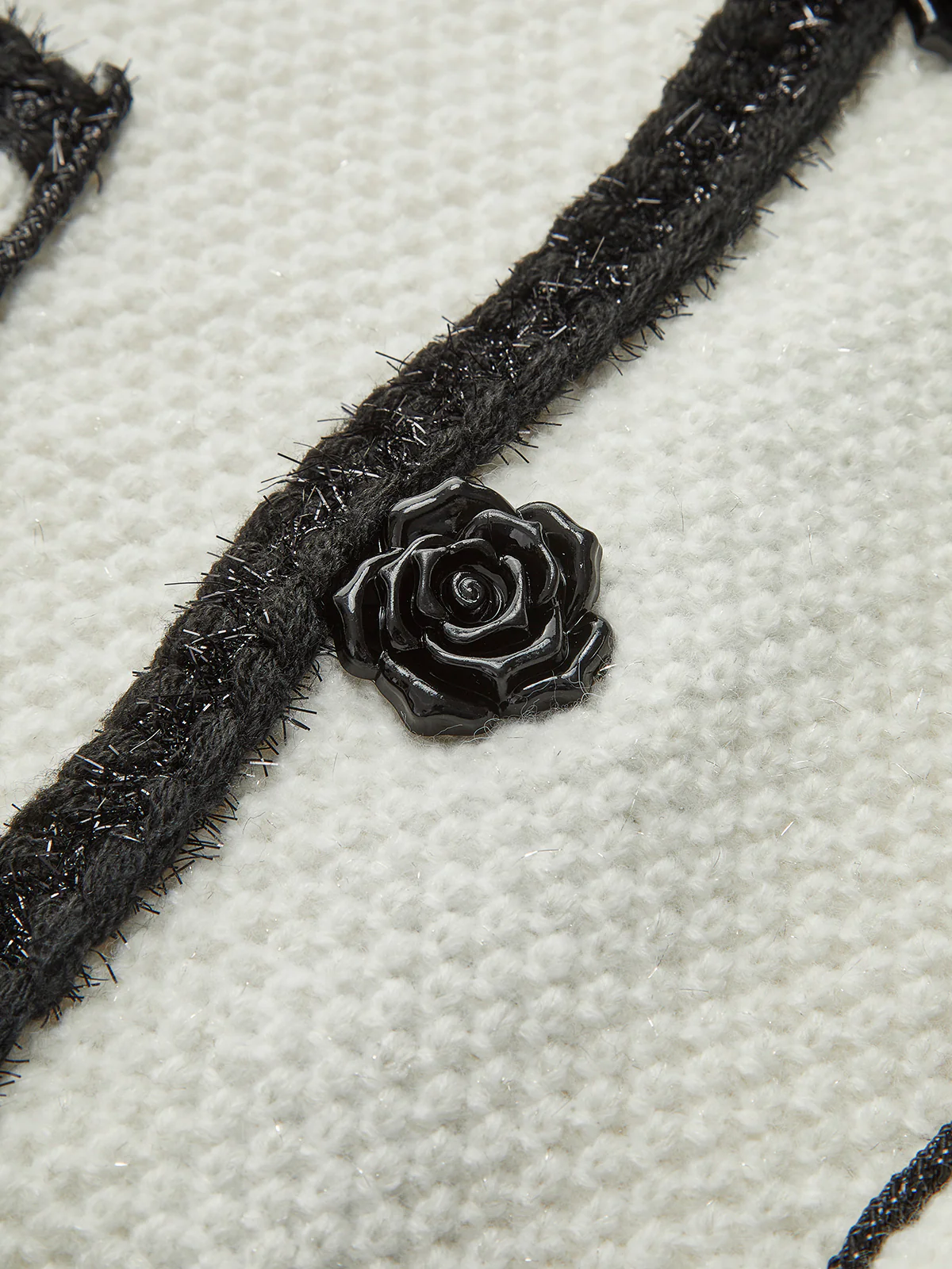 Contrast Trim Flower Decor Cardigan - Takermore