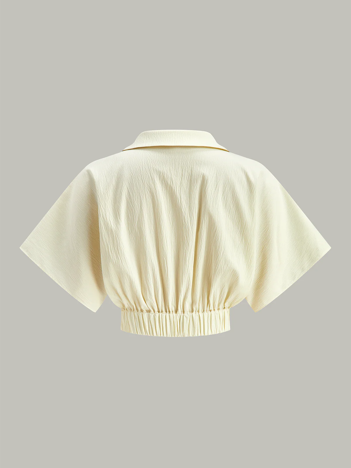 Ruched Short Sleeve Collared Top - Takermore