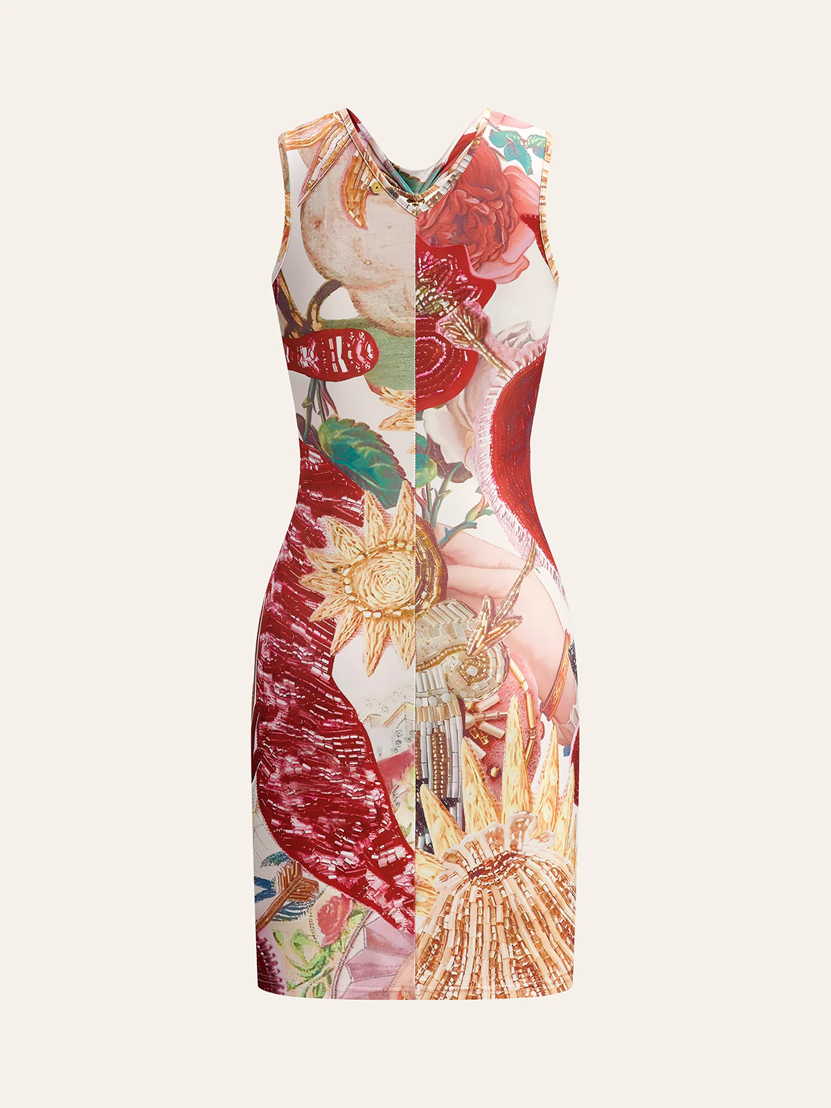 Knot-Front Printed Dress With Chain Detail - Takermore